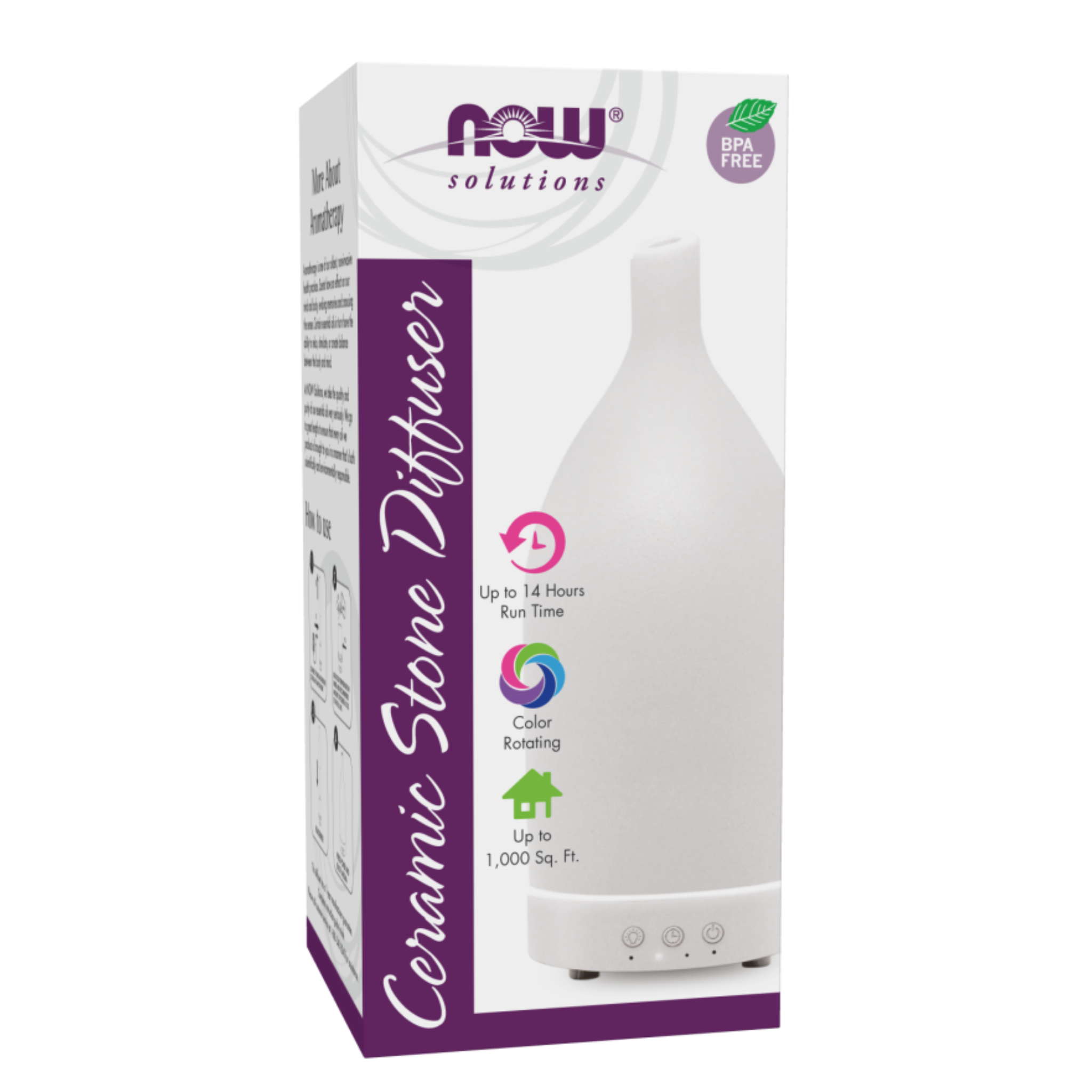 Now Solutions - Ultrasonic Ceramic Stone Essential Oil Diffuser - White