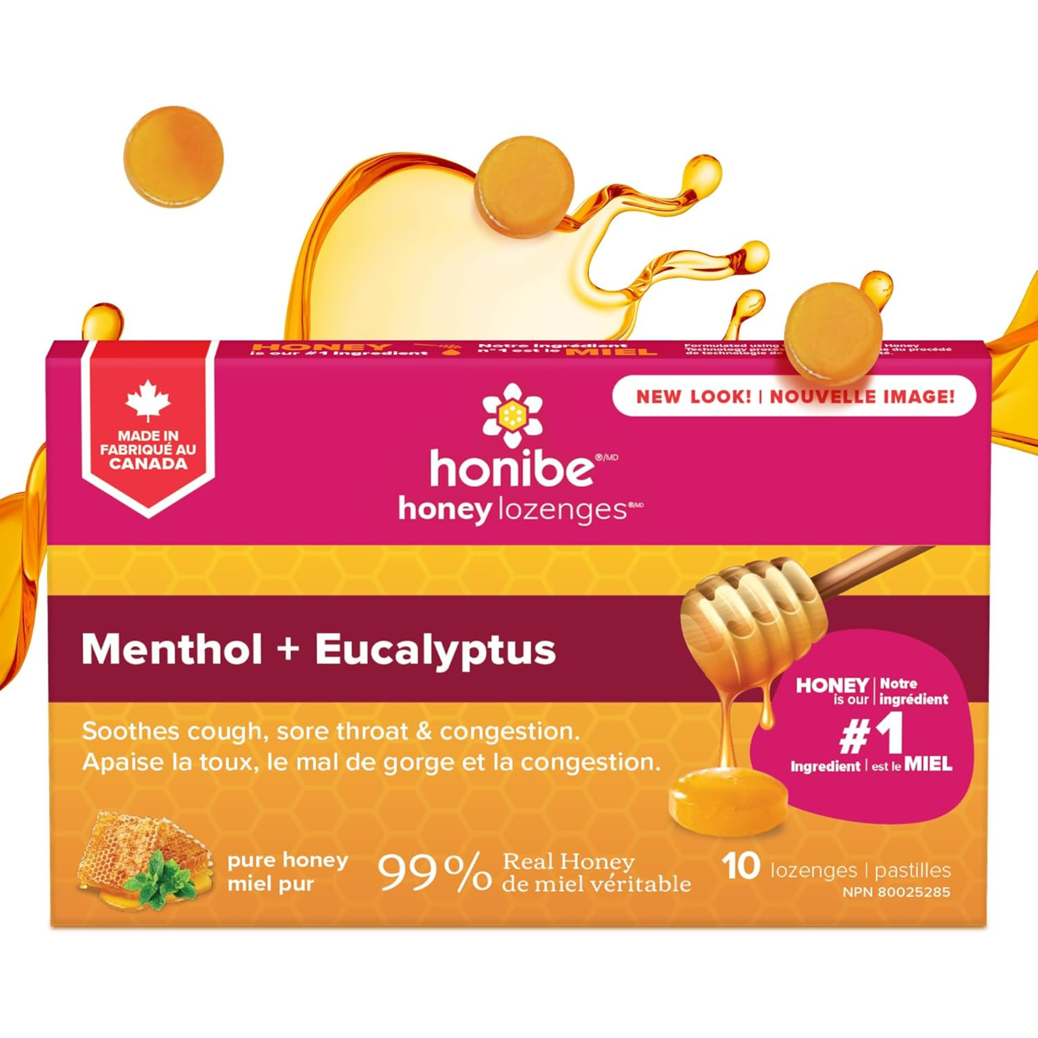 Honibe - Honey Lozenges Menthol + Eucalyptus Pure Honey - 10 Lozenges