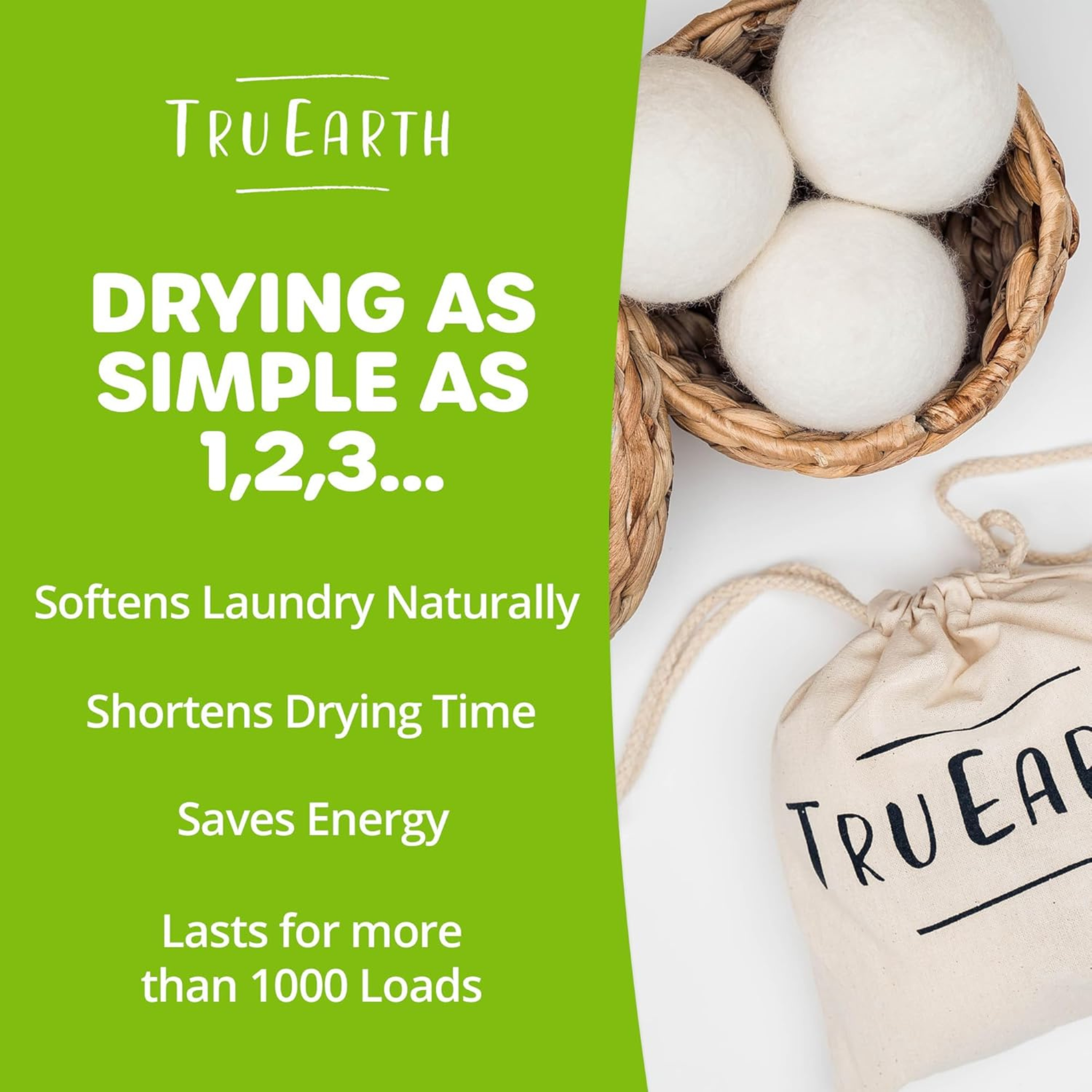 Tru Earth - Reusable Wool Dryer Balls - 4 Pack