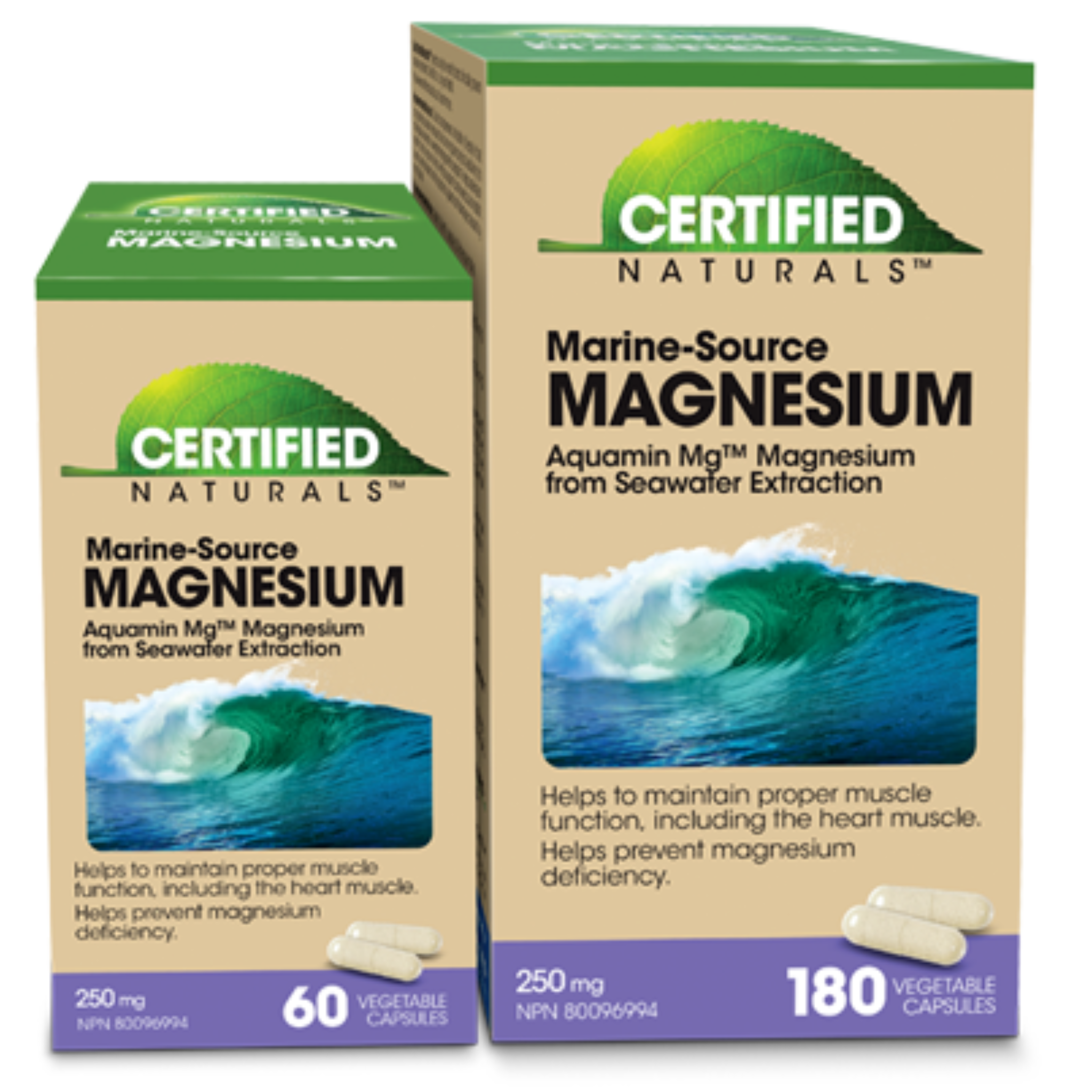 Certified Naturals - Marine-Source Magnesium Capsules with Aquamin - 250mg Veg Capsules
