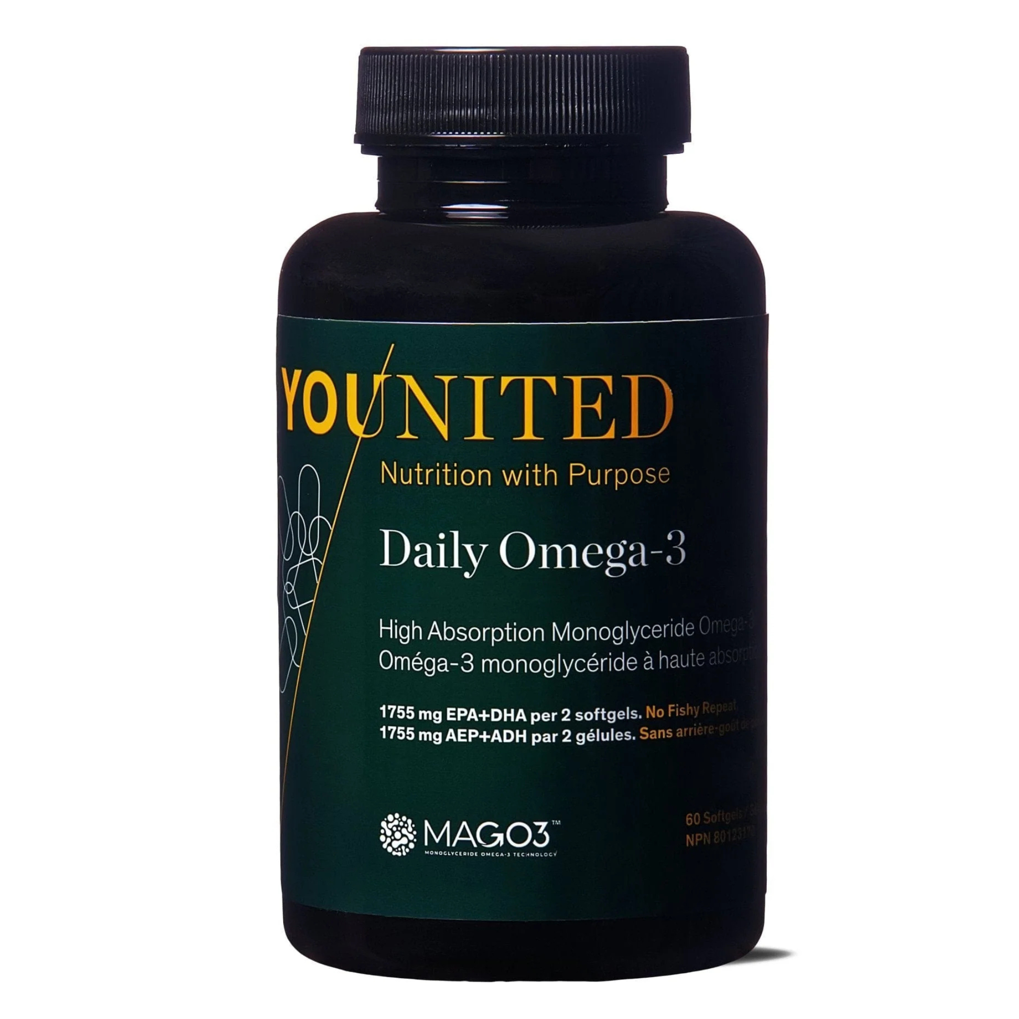 Younited - Daily Omega 3 Premium MAG-O3 monoglyceride form fish oil- 60 Softgels