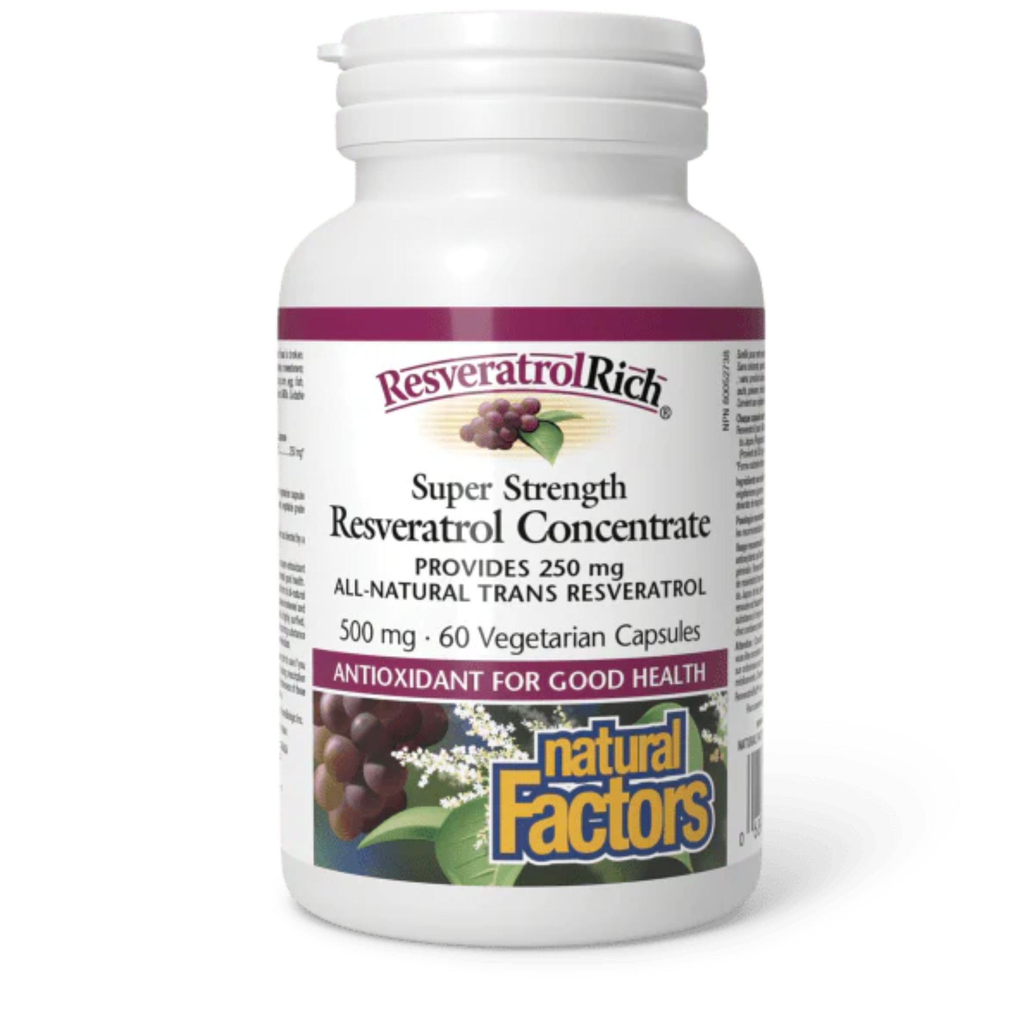 Natural Factors - ResveratrolRich Super Strength Resveratrol Concentrate - 500mg 60 Veg Capsules
