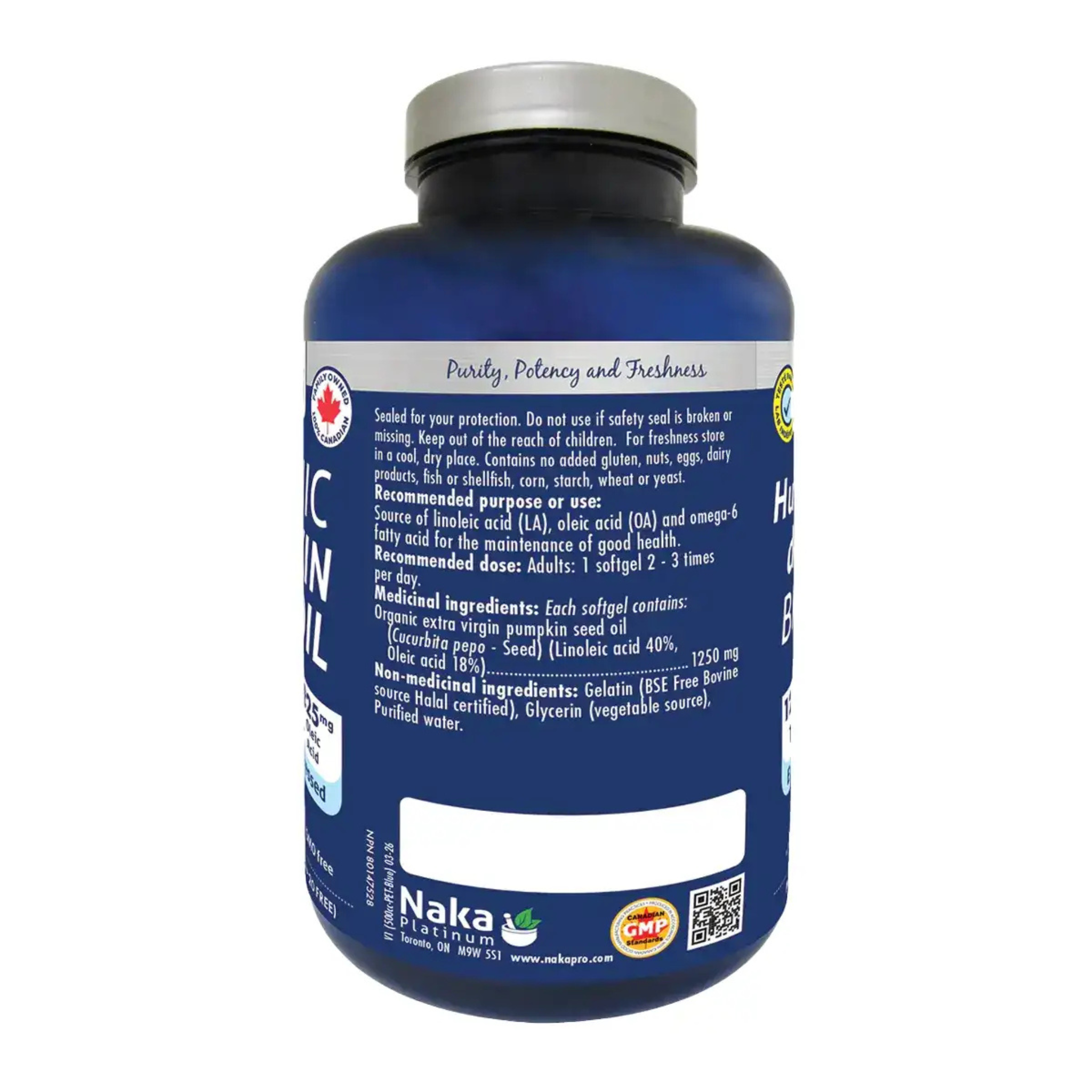 Naka - Organic Pumpkin Seed Oil - 1250mg 80 Softgels