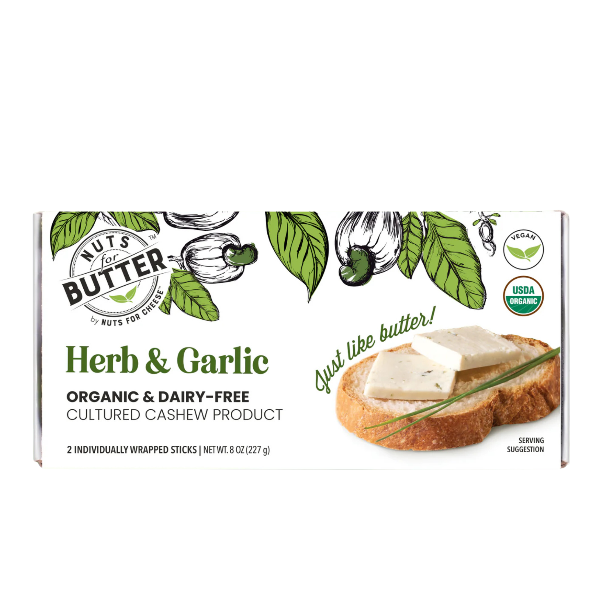 Nuts For Butter - Herb & Garlic Vegan Butter - 227g (DSL BB Jul 2025) (IN STORE PICKUP ONLY)