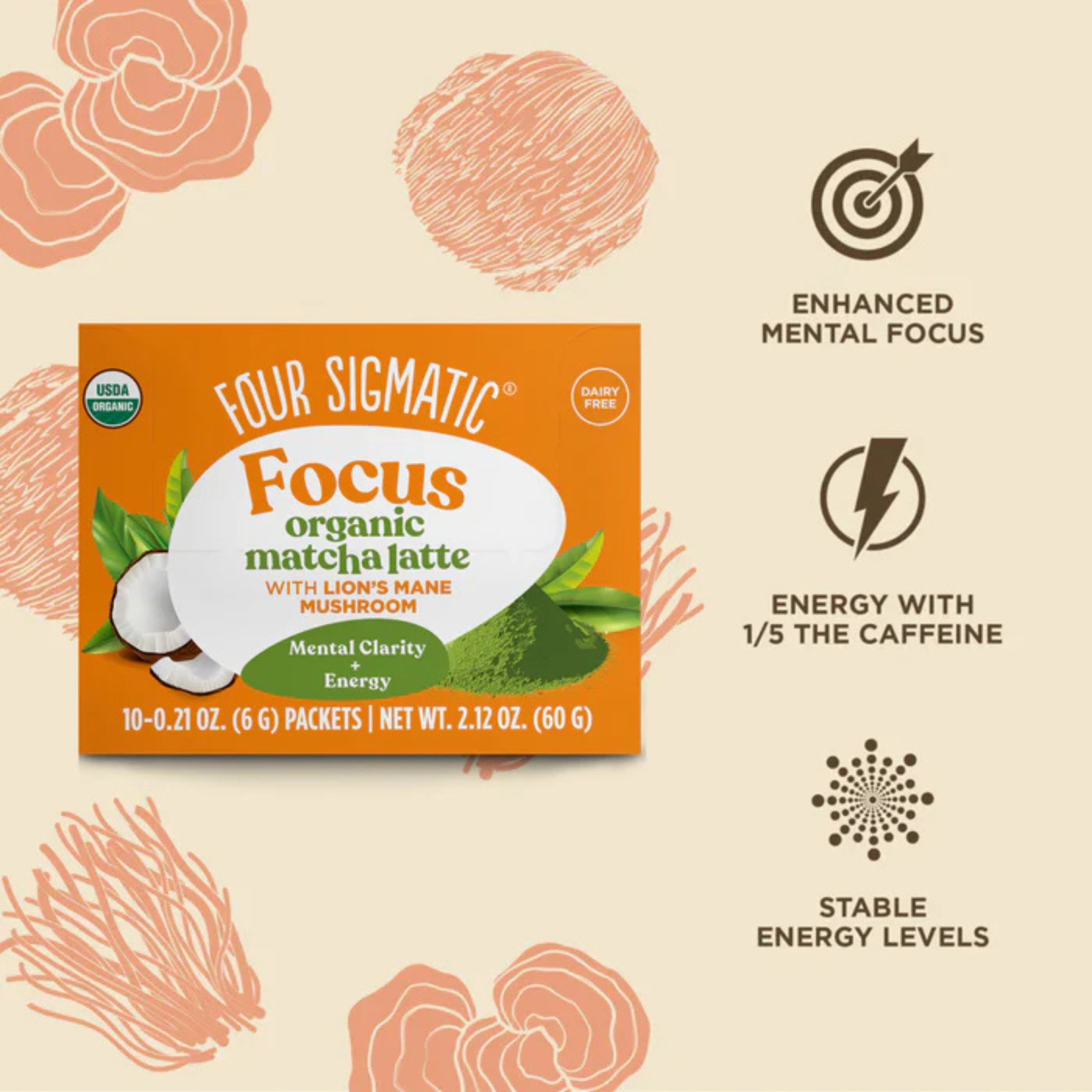Four Sigmatic - Think Matcha Latte Packets Mental Focus + Energy (DSL BB 10/2025)