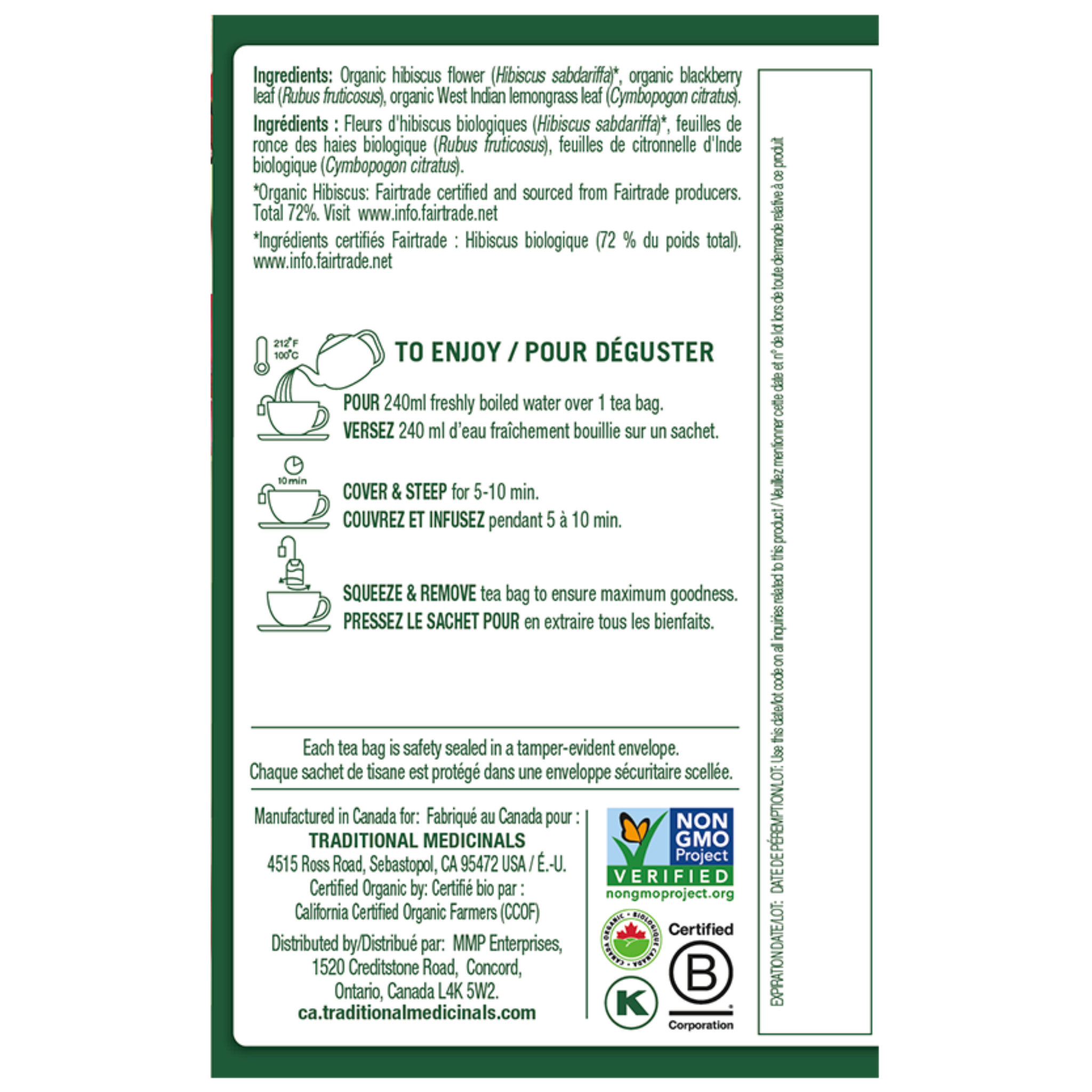 Traditional Medicals - Hibiscus Herbal Tea - 16 Tea Bags