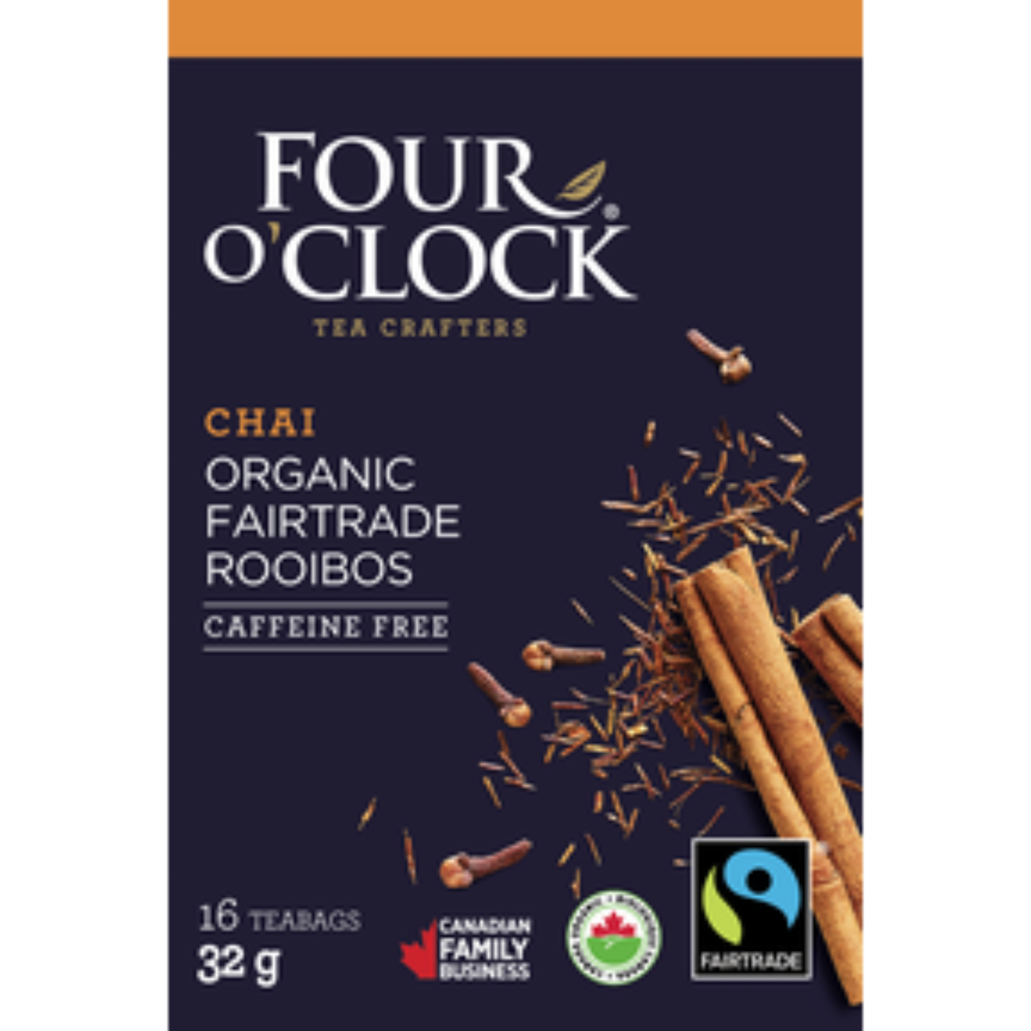 Four O'Clock Tea Crafters - Chai Organic Fairtrade Rooibos - 16 Tea Bags