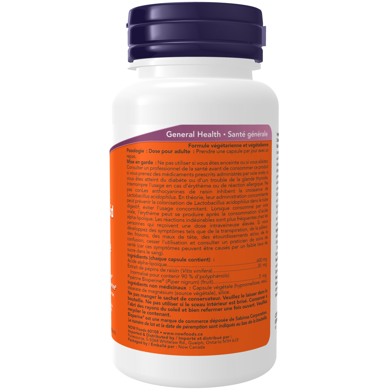 Now - Alpha Lipoic Acid - 600mg 60 Veg Capsules