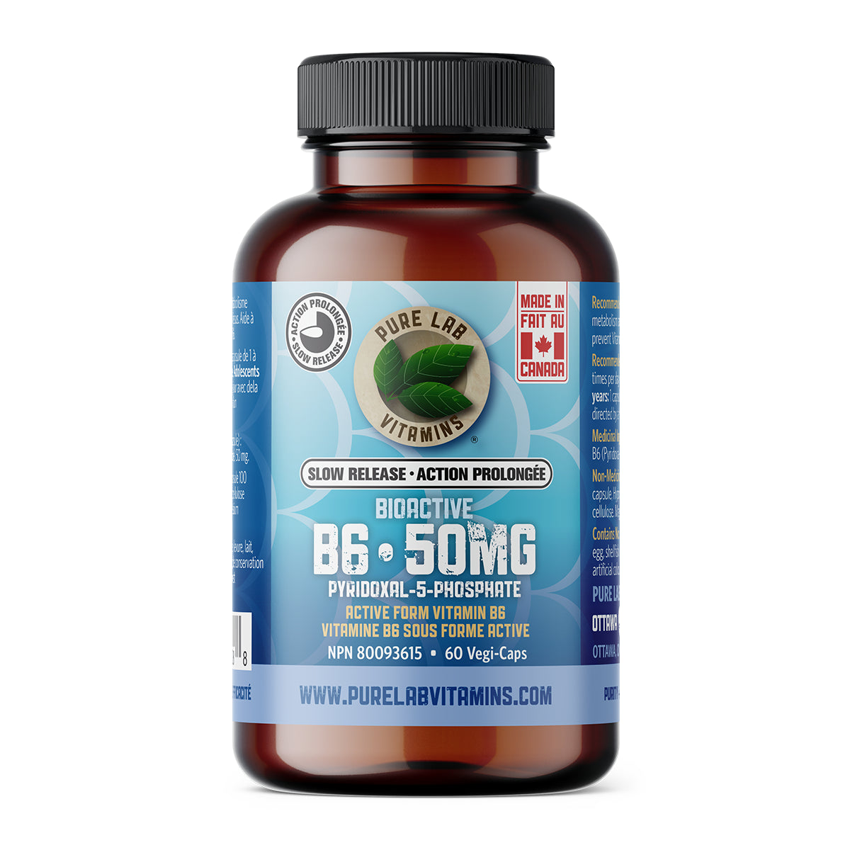 Pure Lab Vitamins - Bioactive B6 - 50mg Slow Release 60 Veg Capsules