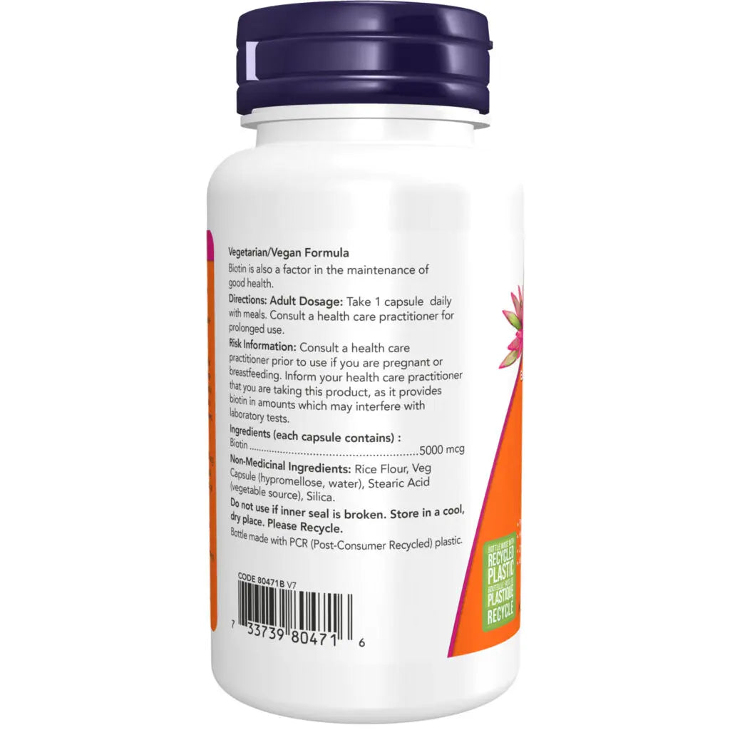 Now - Biotin Extra Strength - 5000 mcg 60 Veg Caps