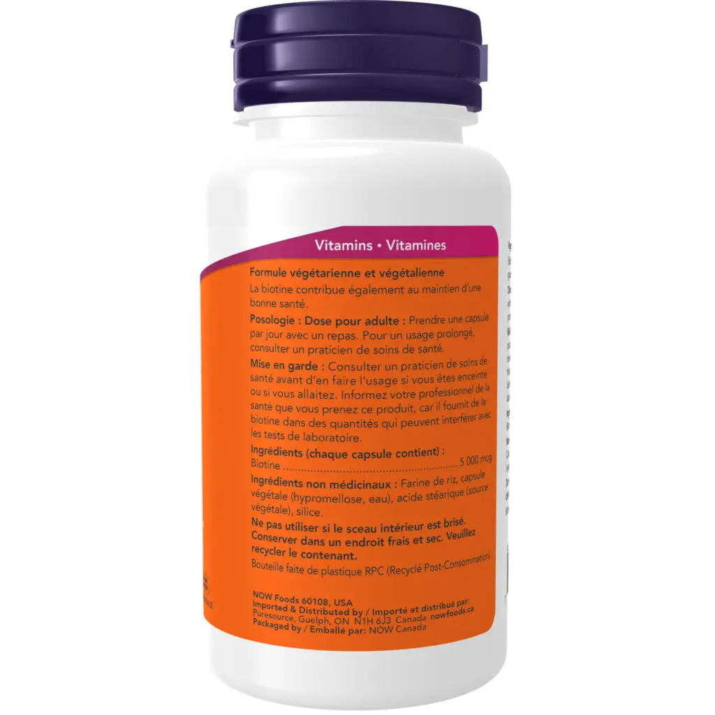Now - Biotin Extra Strength - 5000 mcg 60 Veg Caps