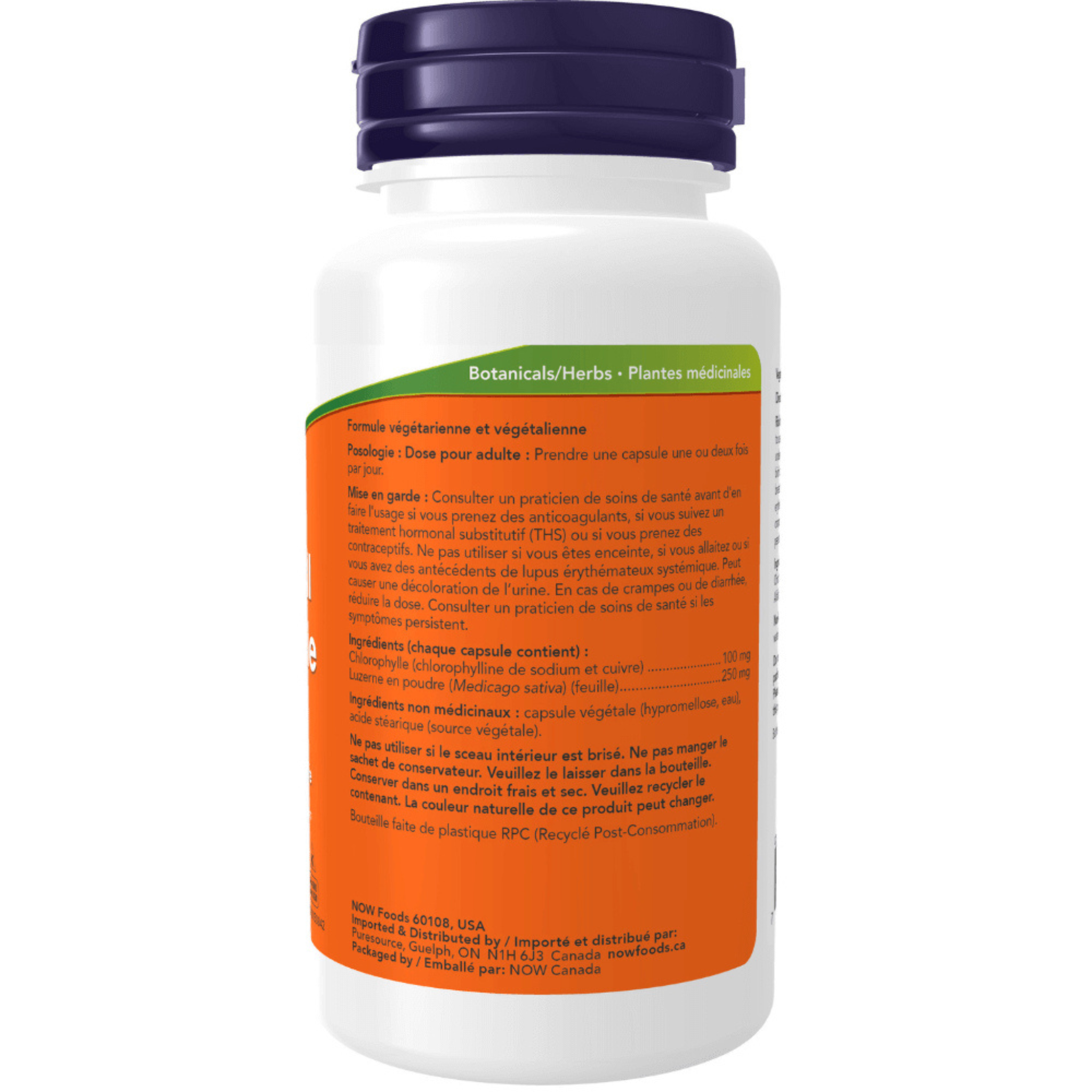 Now - Chlorophyll w/alfalfa - 100mg 90 Veg Capsules