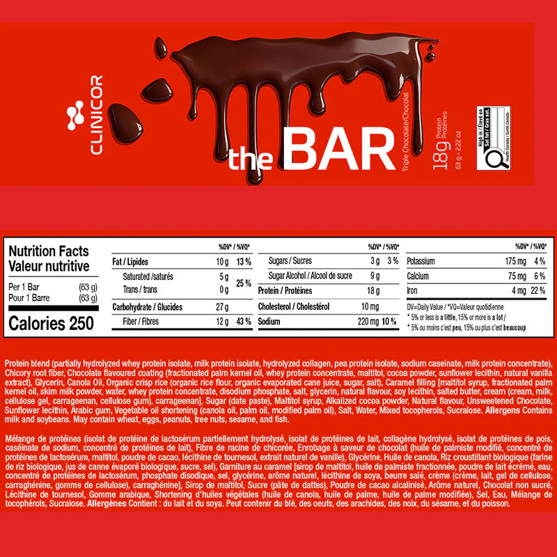 Clinicor - The Bar Protein Bar - 63g (3 Flavours) (DSLM)