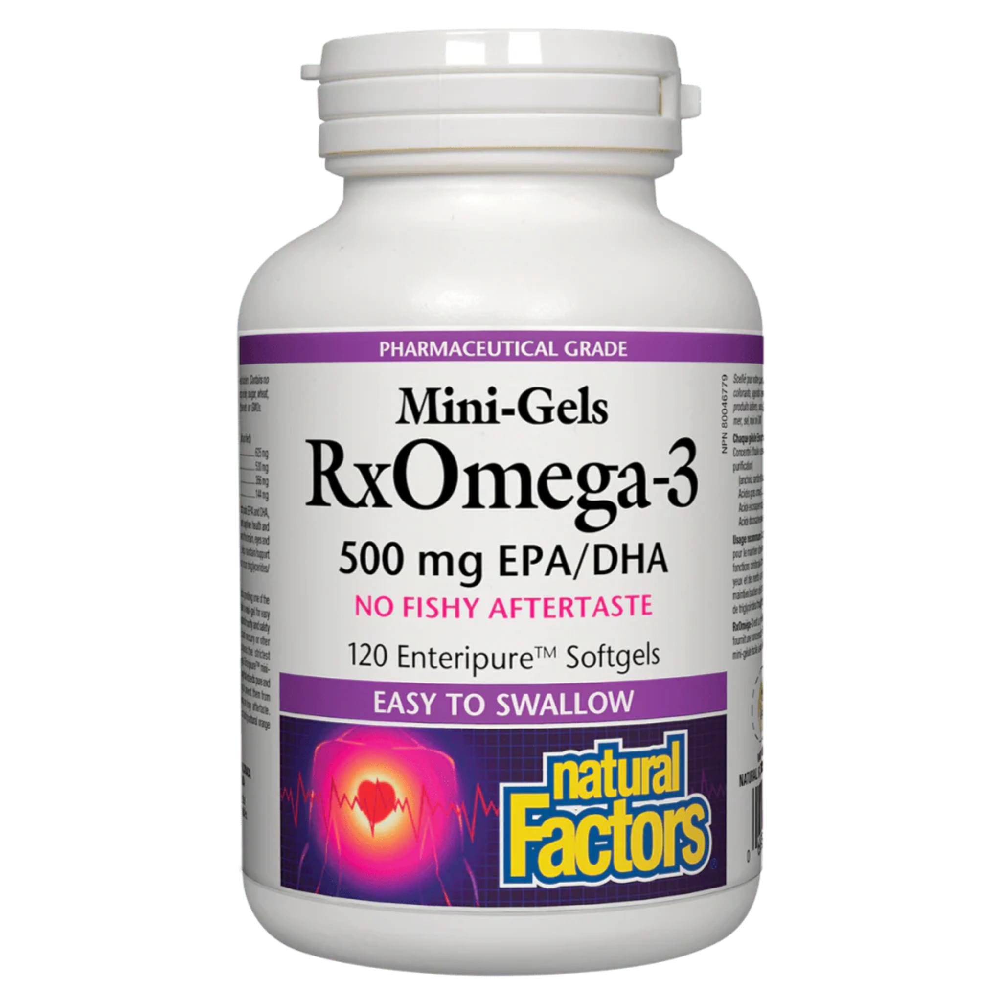 Natural Factors - RxOmega-3 - 500mg EPA/DHA 60 Clear Enteric Softgels