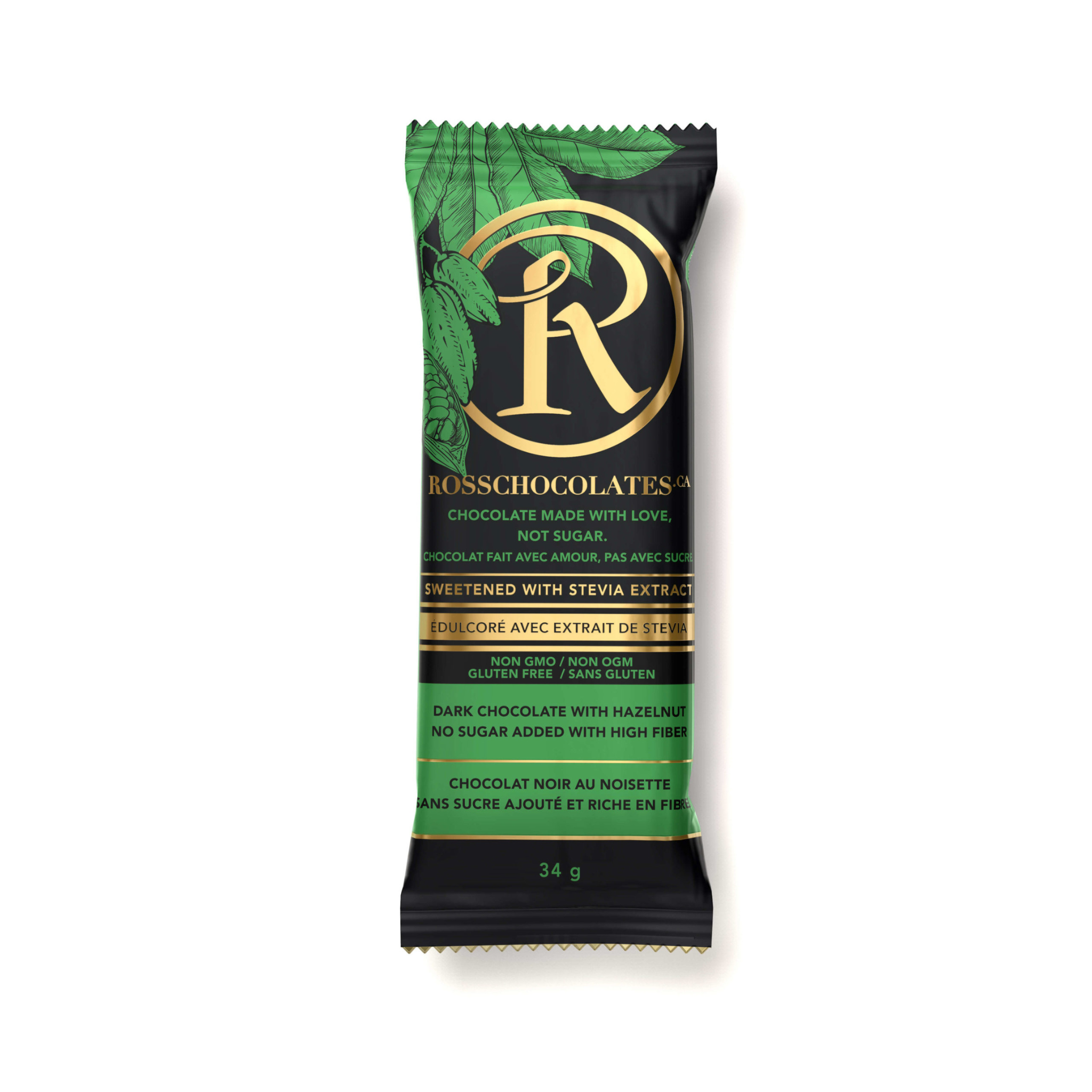 Ross Chocolates - Dark Chocolate Hazelnuts Bars - 34g (DSL)