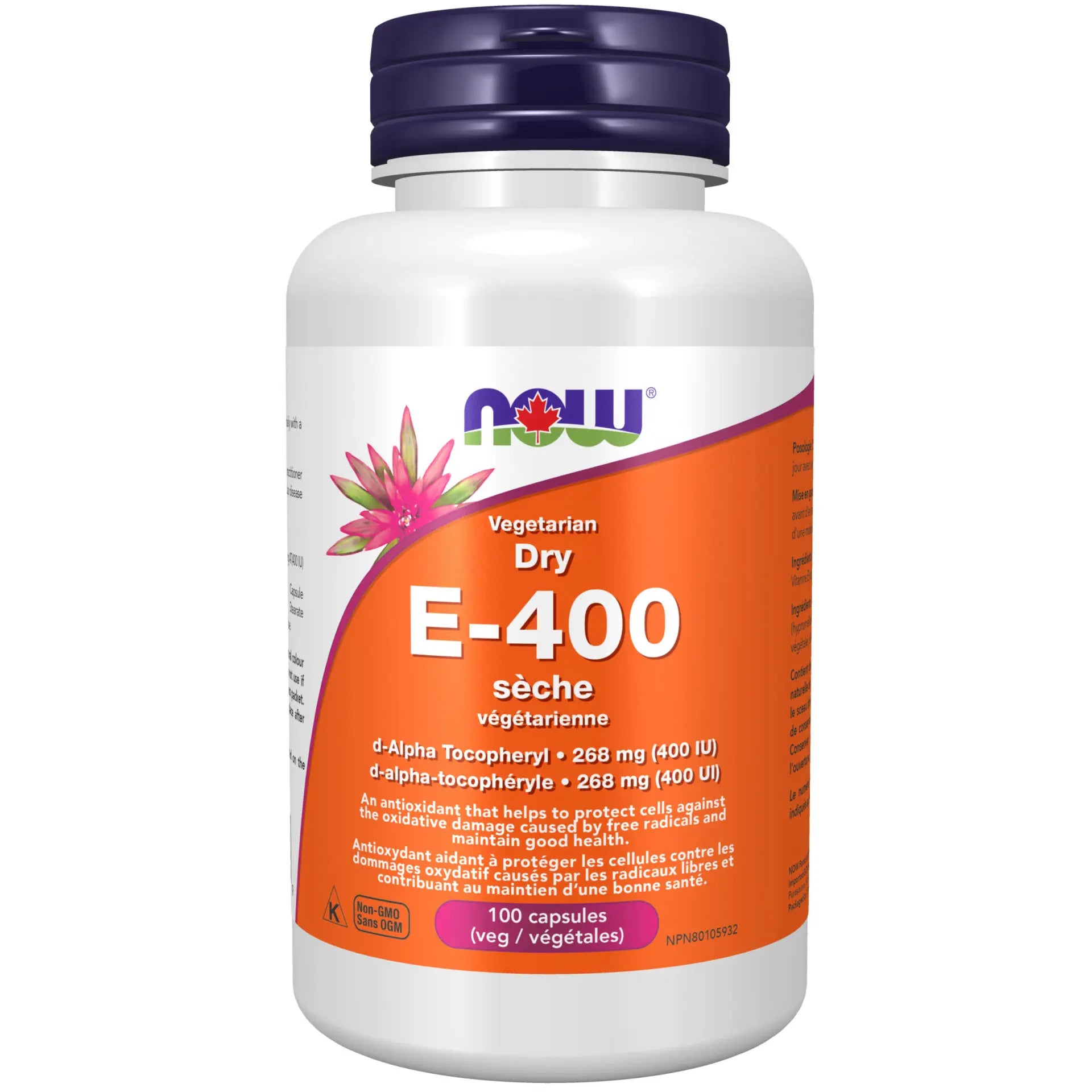 Now - Vegetarian Dry Vitamin E - 400IU 100 Veg Capsules