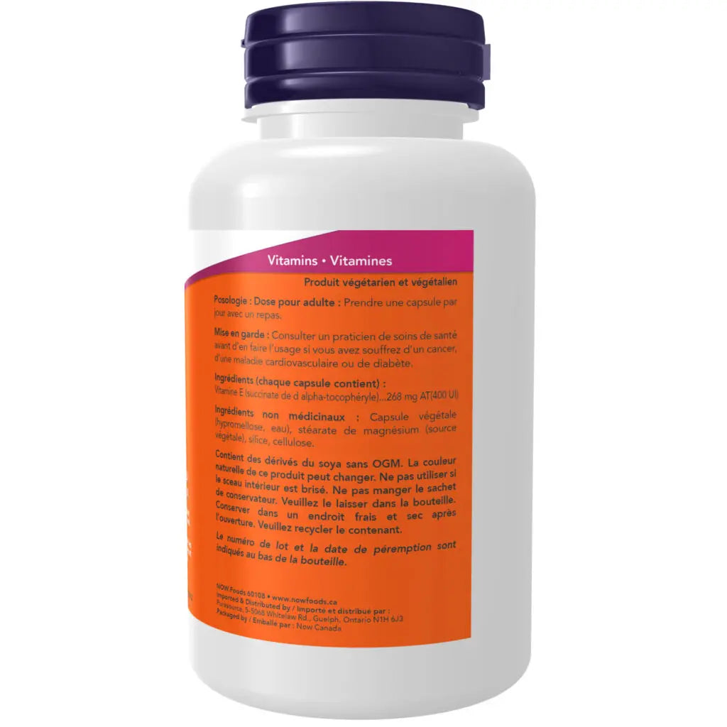 Now - Vegetarian Dry Vitamin E - 400IU 100 Veg Capsules