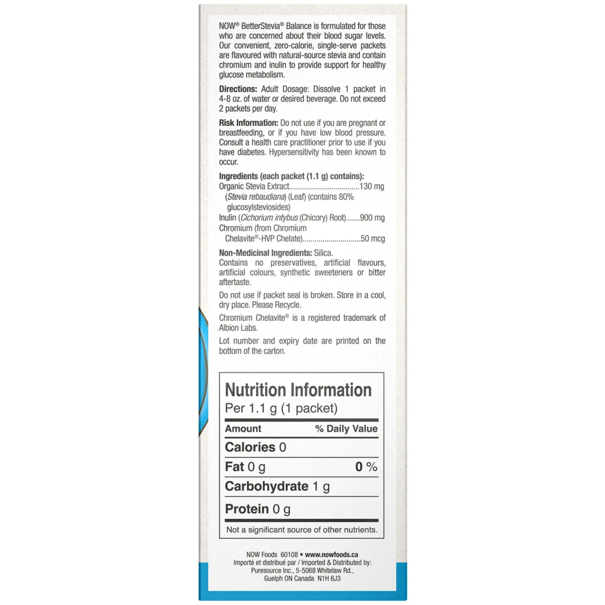 Now - Better Stevia Balance W/ Chromium & Inulin - 100 Packets