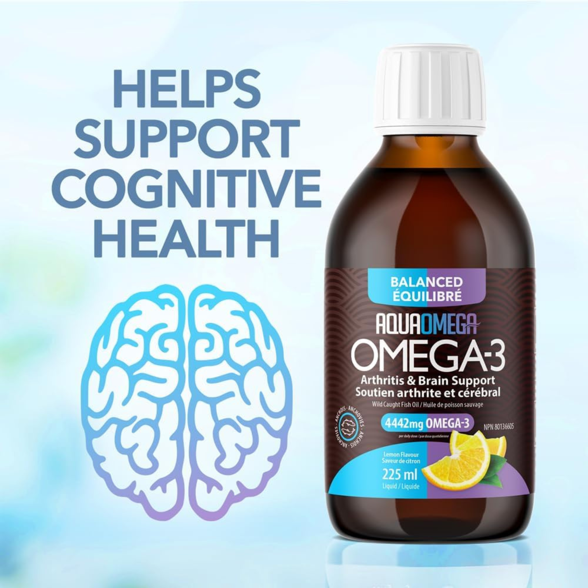 Aqua Omega - Balanced Omega-3 Lemon Flavour - 225ml
