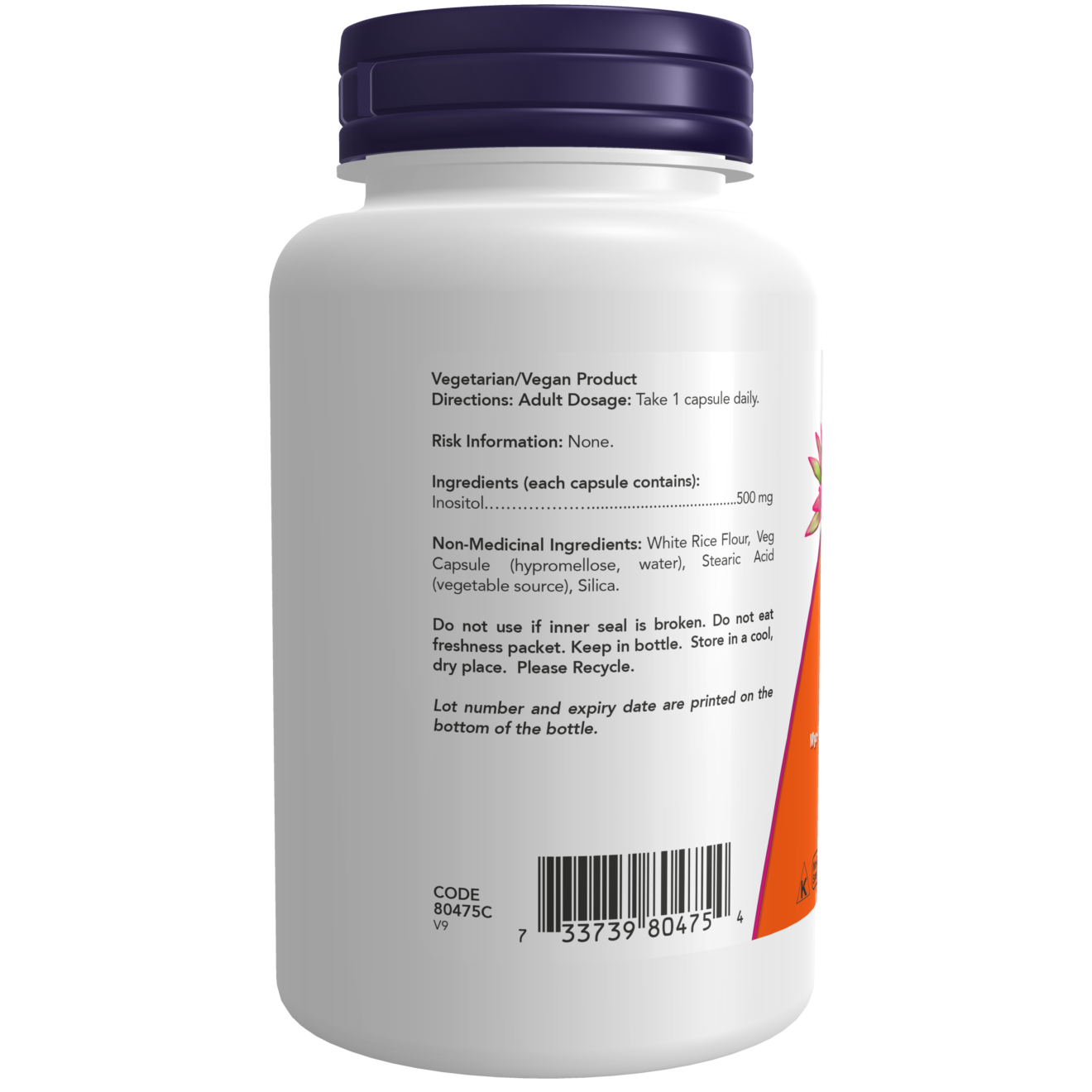 Now - Inositol - 500 mg 100 Veg Capsules