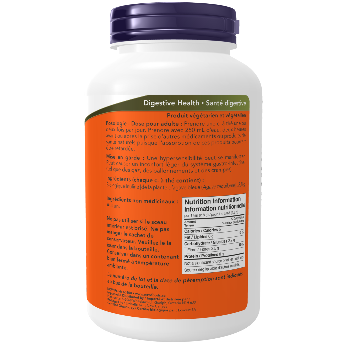 Now - Organic Inulin - 100% Pure Powder 227g