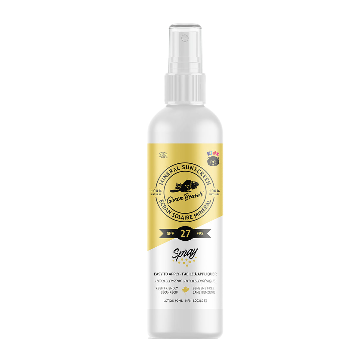 Green Beaver - Organic Kids Mineral Sunscreen SPF27 Spray - 90mL