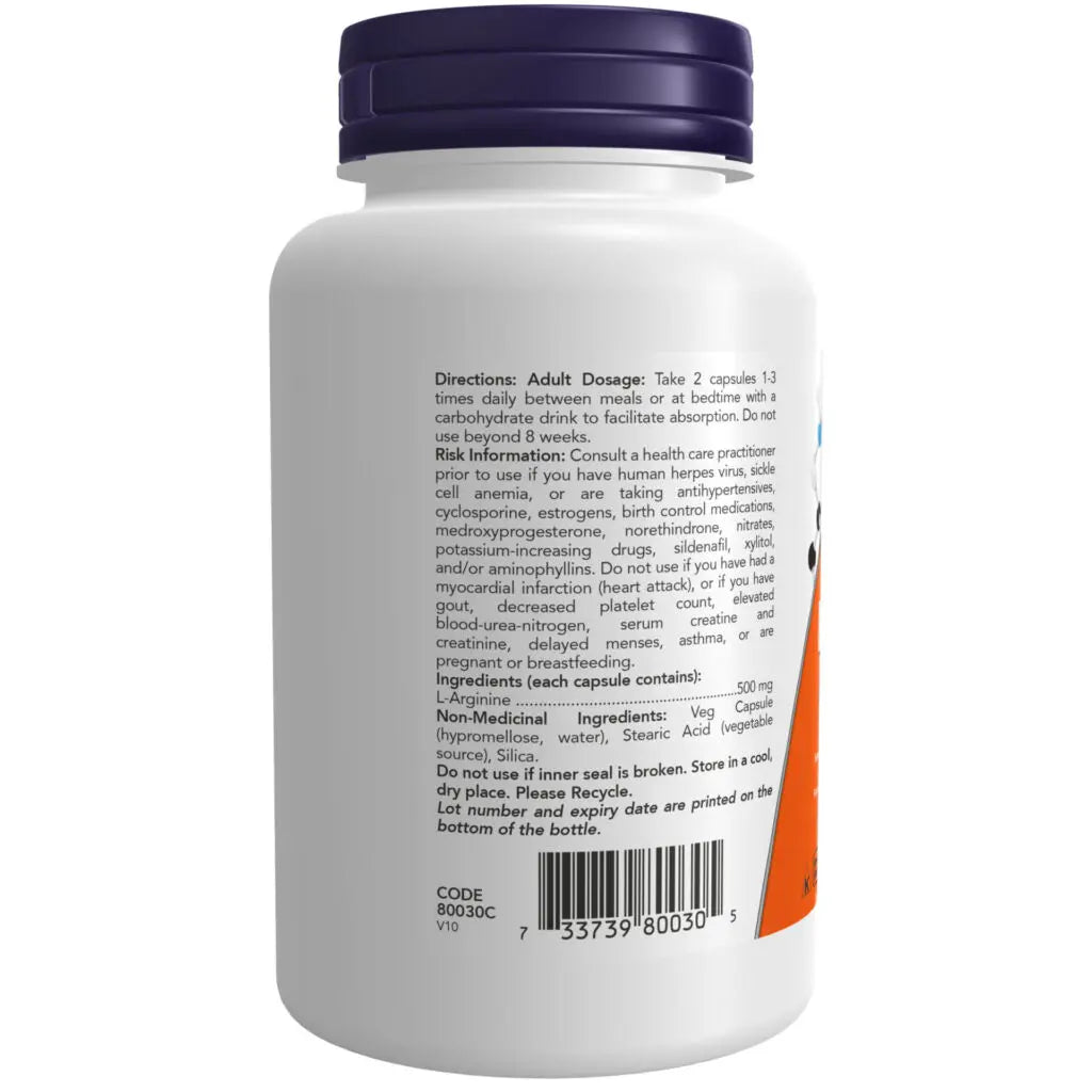Now - L-Arginine - 500 mg Veg Capsules