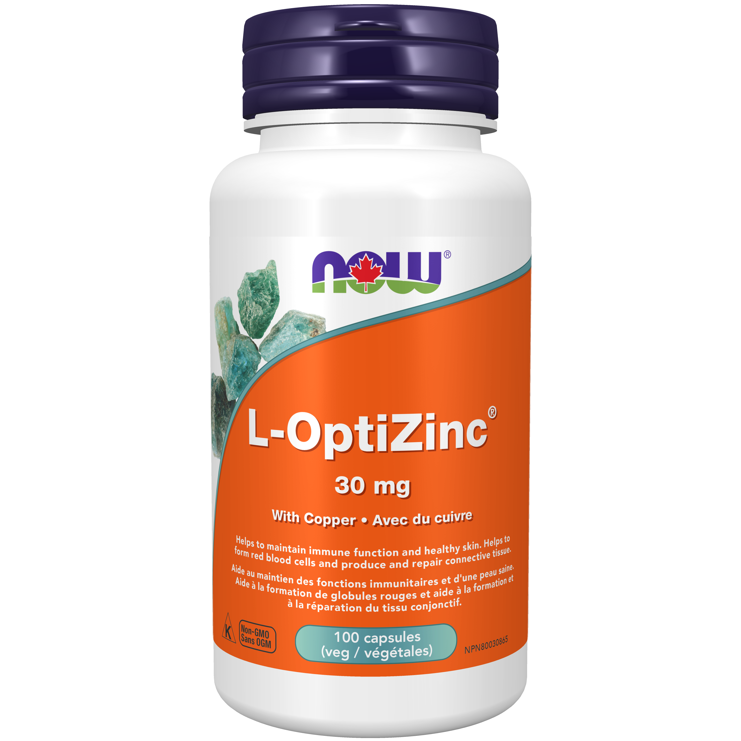 Now - L-OptiZinc Monomethionine W/ Copper - 30mg 100 Veg Capsules