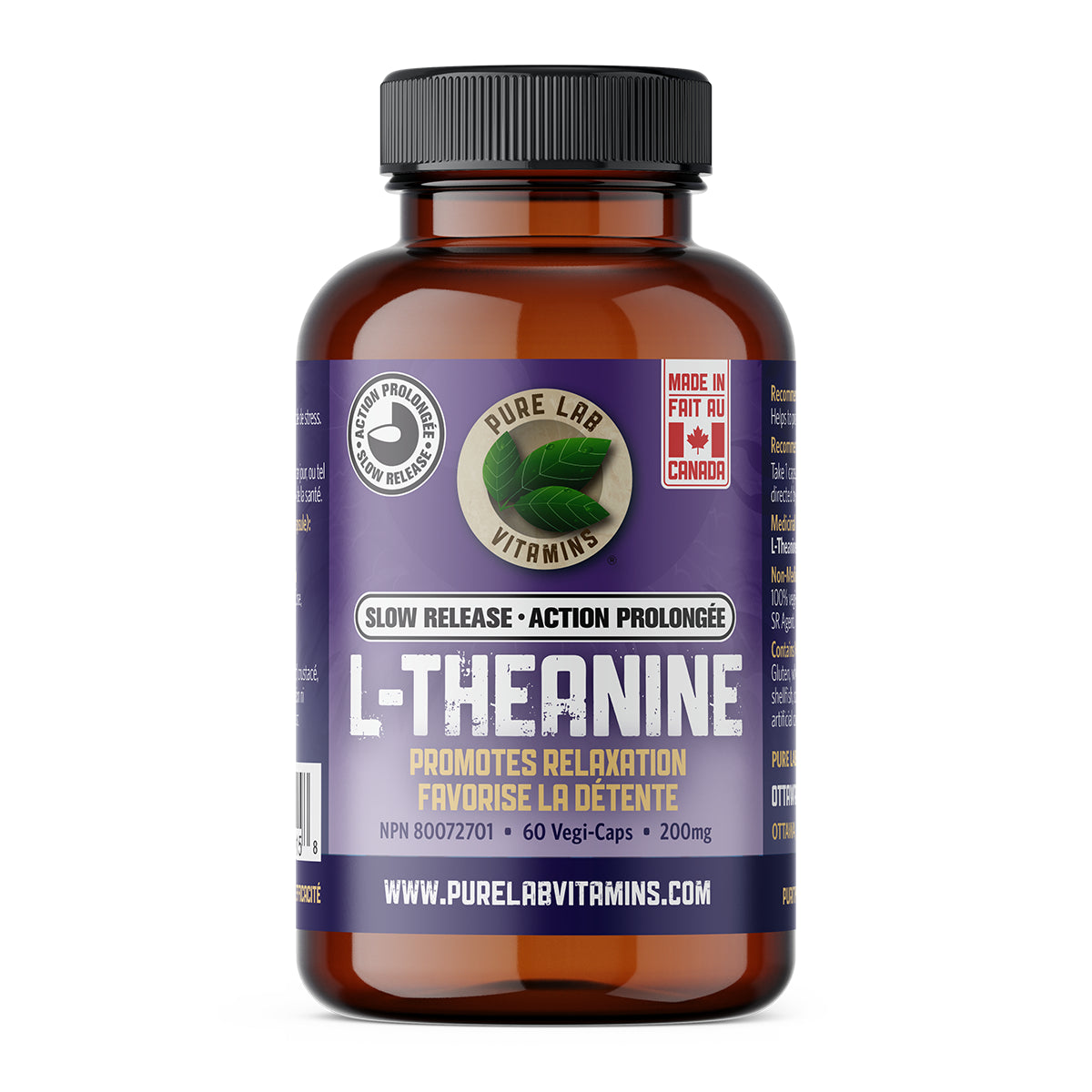 Pure Lab Vitamins - L-Theanine Slow Release - 200mg Veg Capsules