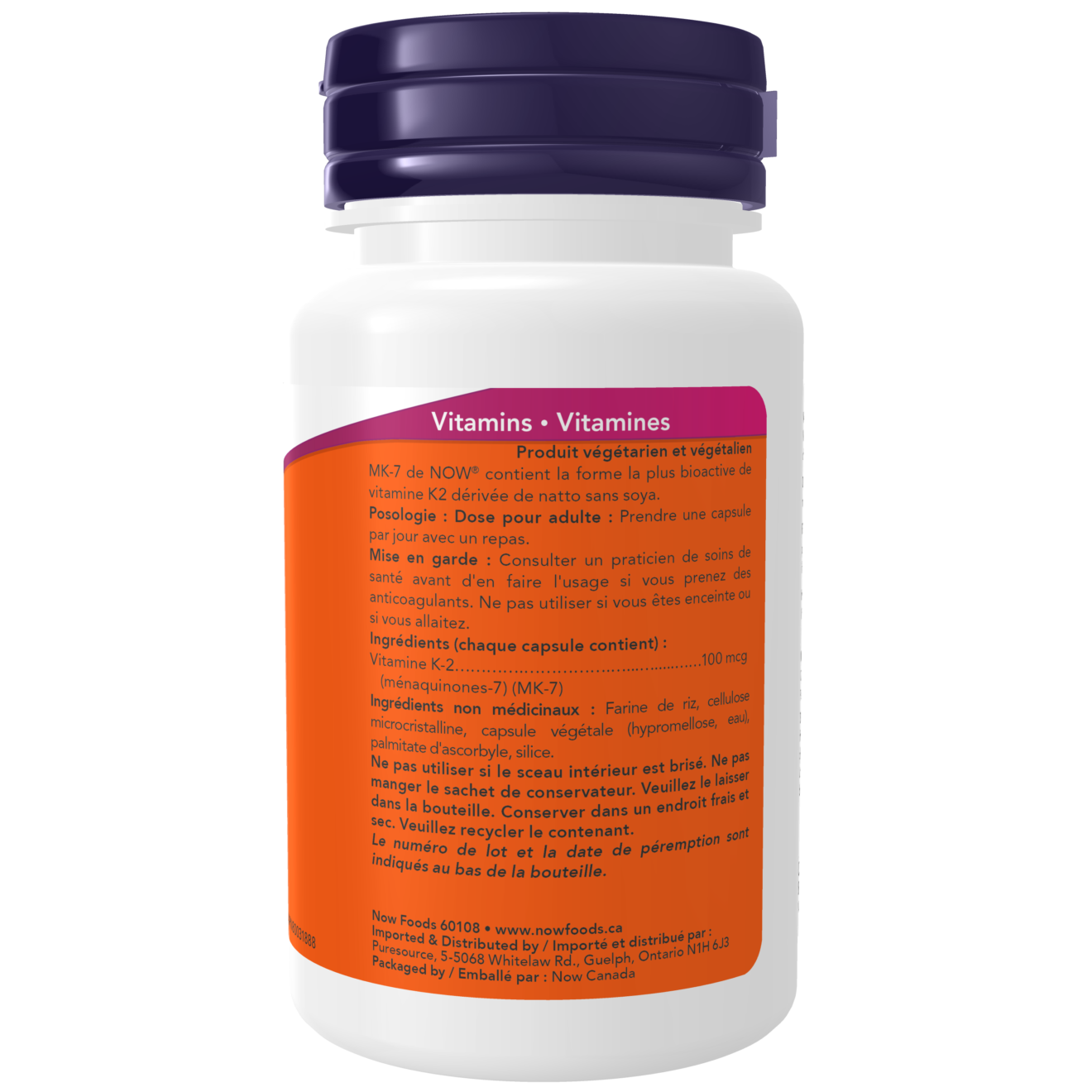 Now - MK-7 Vitamin K-2 - 100 mcg 60 Veg Capsules