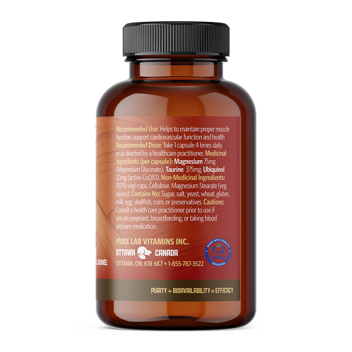 Pure Lab Vitamins - Magnesium+Taurine+CoQ10 - 120 Veg Capsules