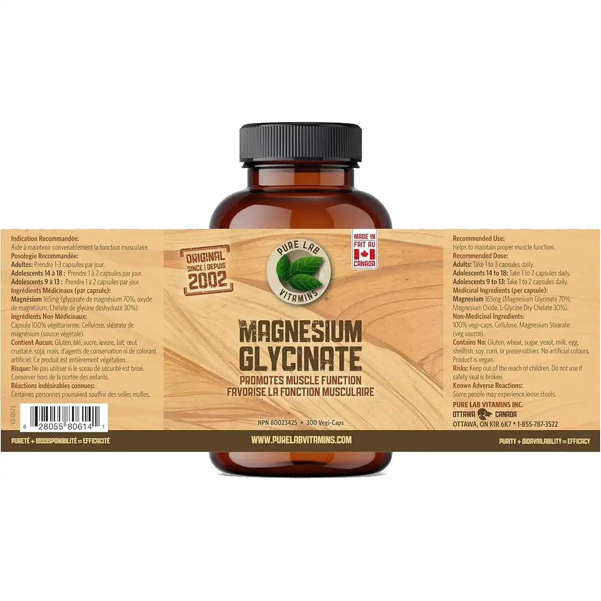 Pure Lab Vitamins - Magnesium Glycinate - Veg Capsules