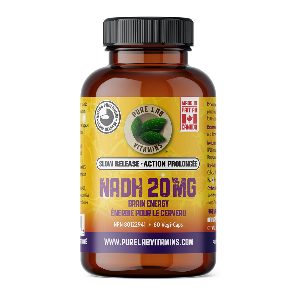 Pure Lab Vitamins - NADH - 20mg 60 Veg Capsules