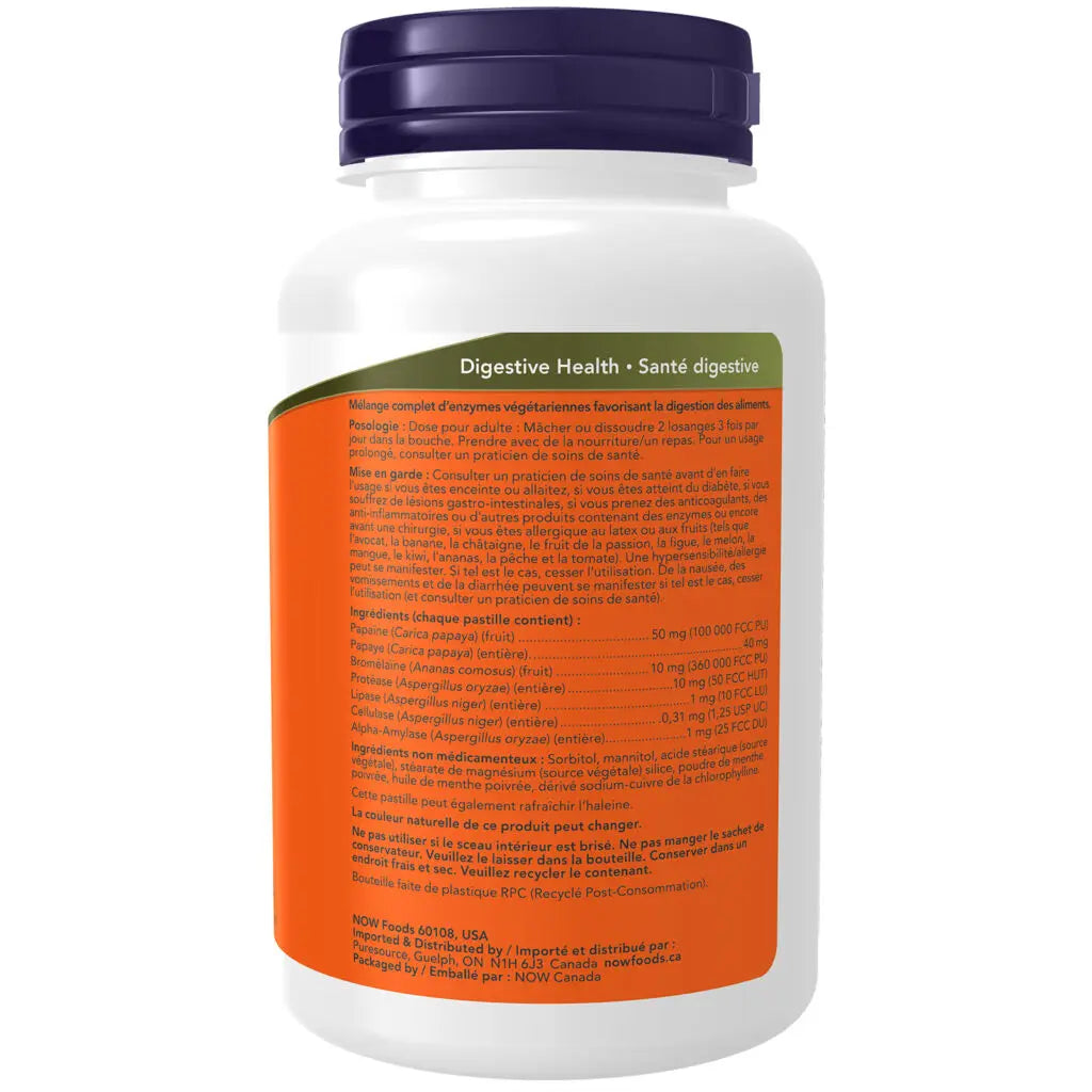 Now - Papaya Enzyme - Chewable 180 Lozenges