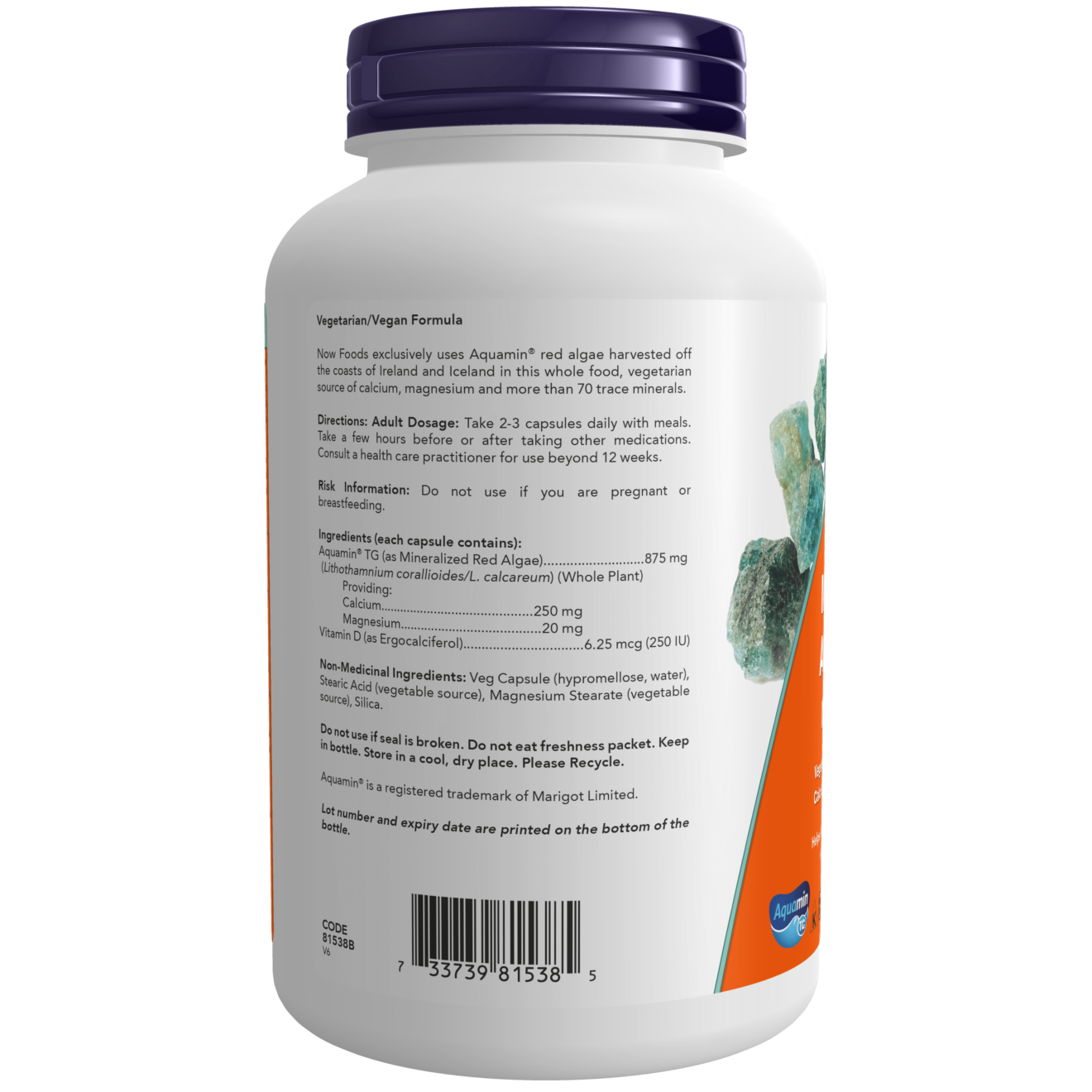 Now - Red Mineral Algae Calcium (Aquamin) - 180 Veg Capsules