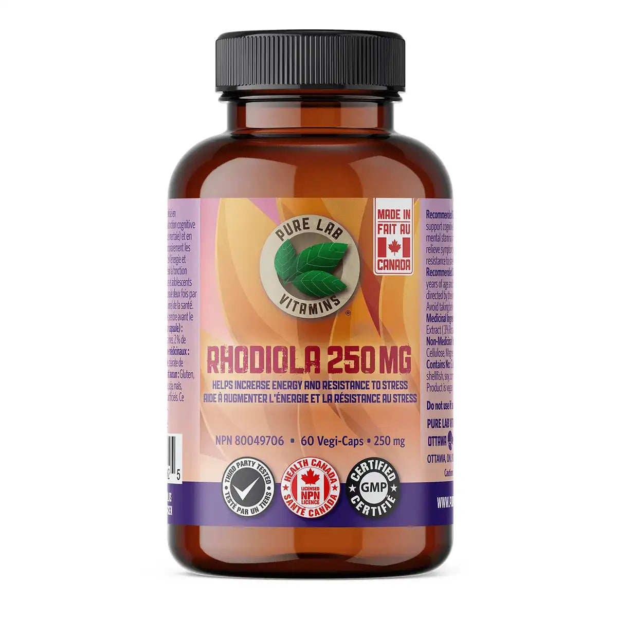 Pure Lab Vitamins - Rhodiola - 250mg 60 Veg Capsules