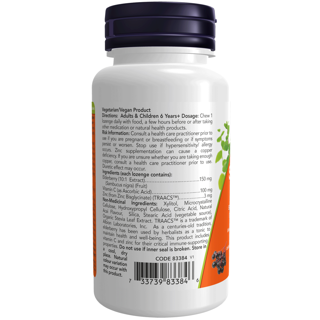 Now - Sambucus Zinc-C Elderberry Concentrate Extract - 60 Lozenges