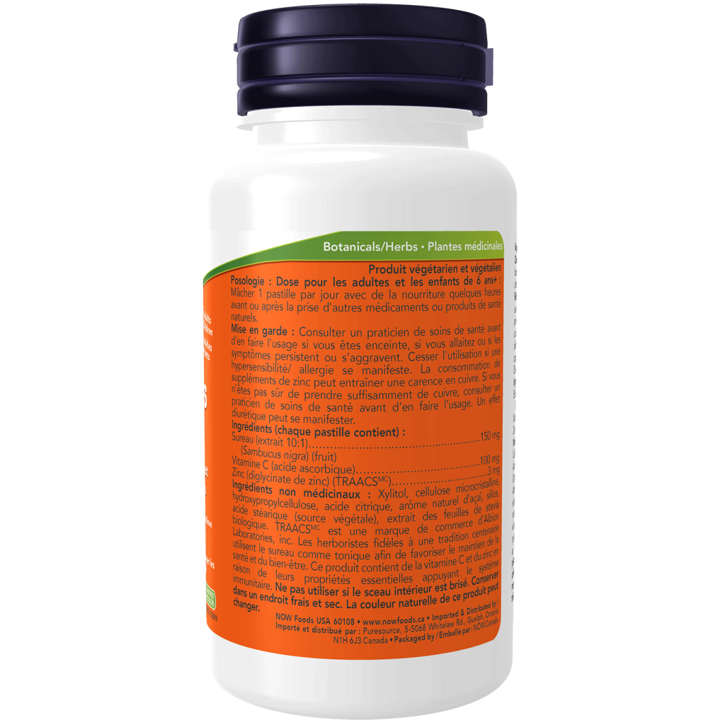 Now - Sambucus Zinc-C Elderberry Concentrate Extract - 60 Lozenges