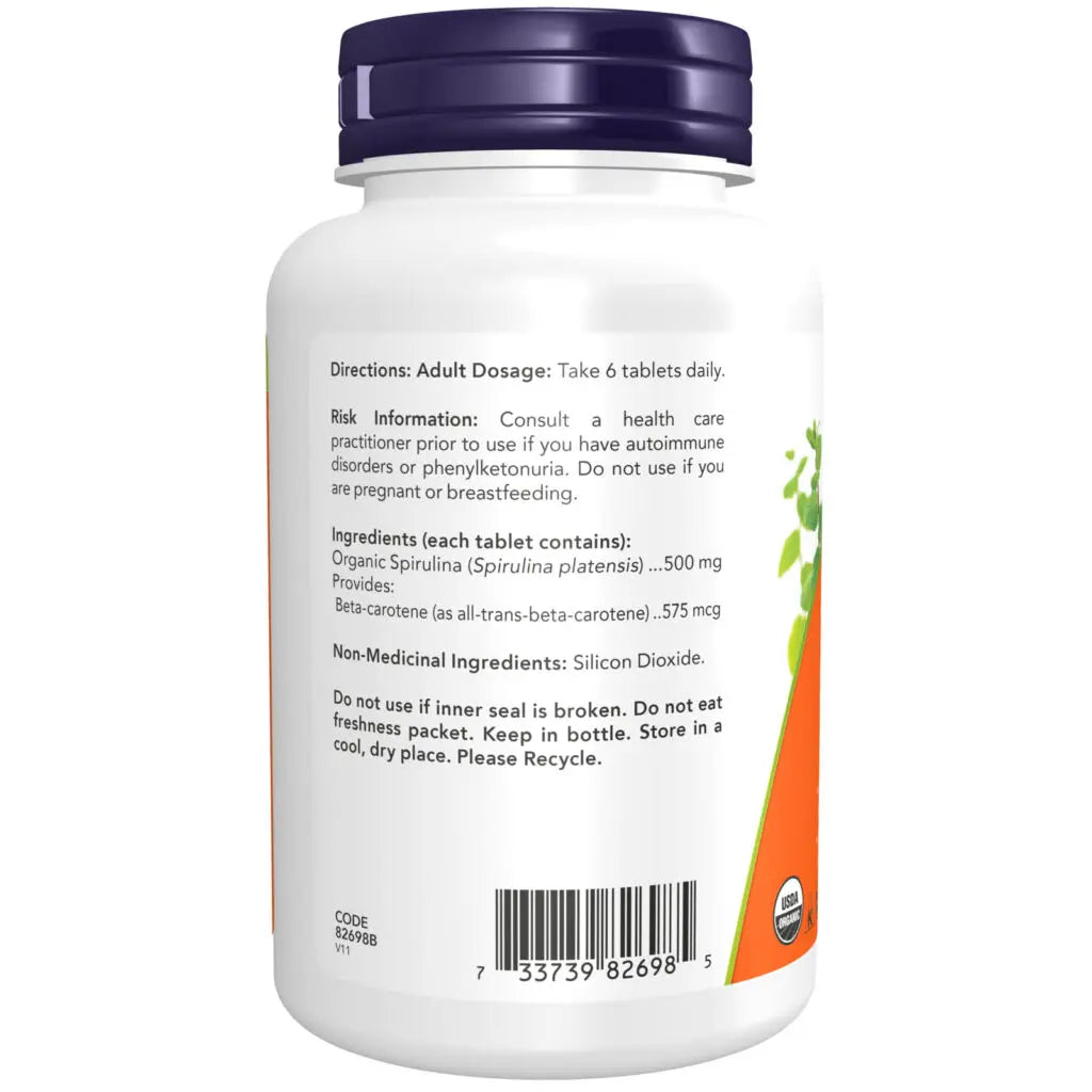 Now - Organic Spirulina - 500 mg Tablets