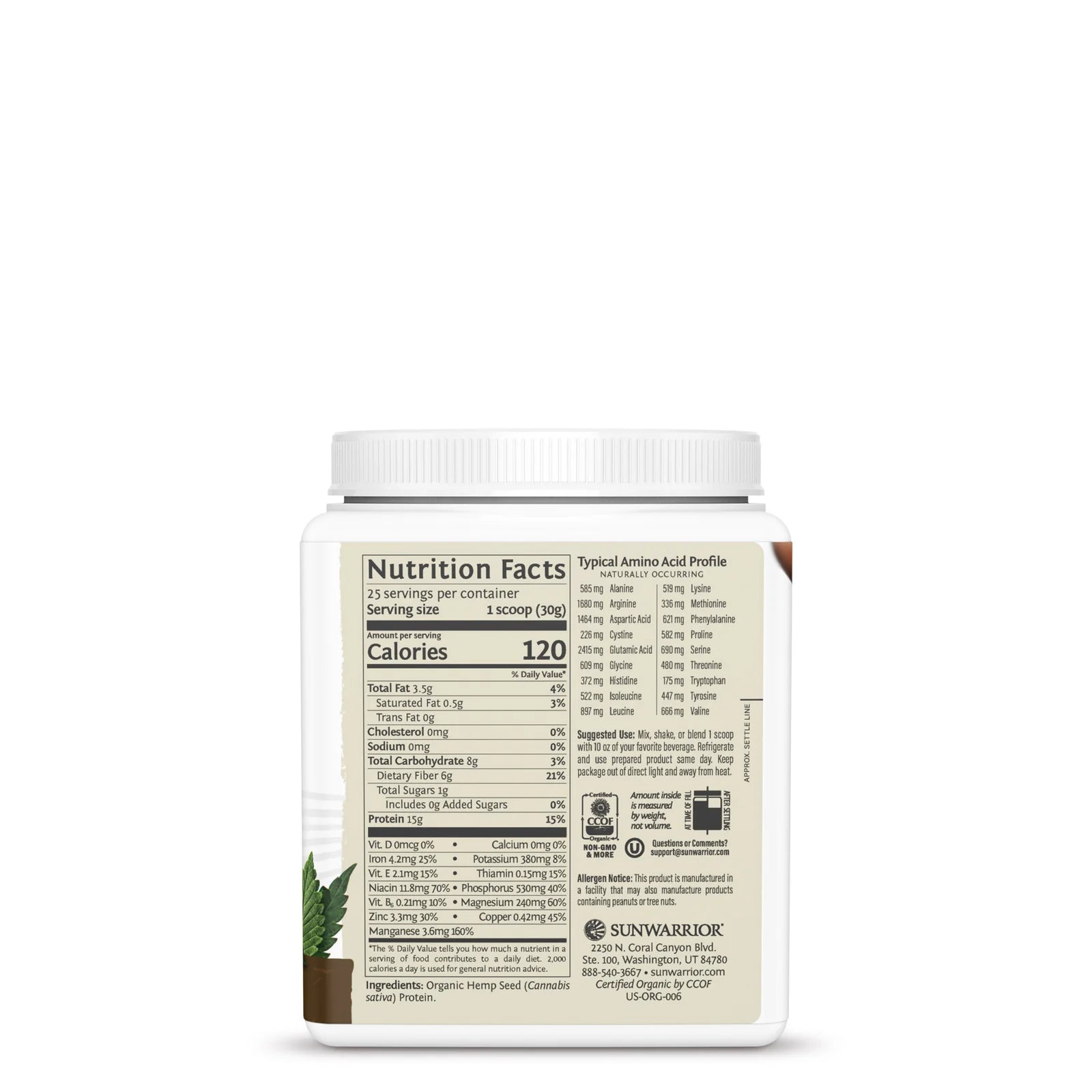 Sun Warrior Harvest - Hemp Protein Unflavoured - 750g
