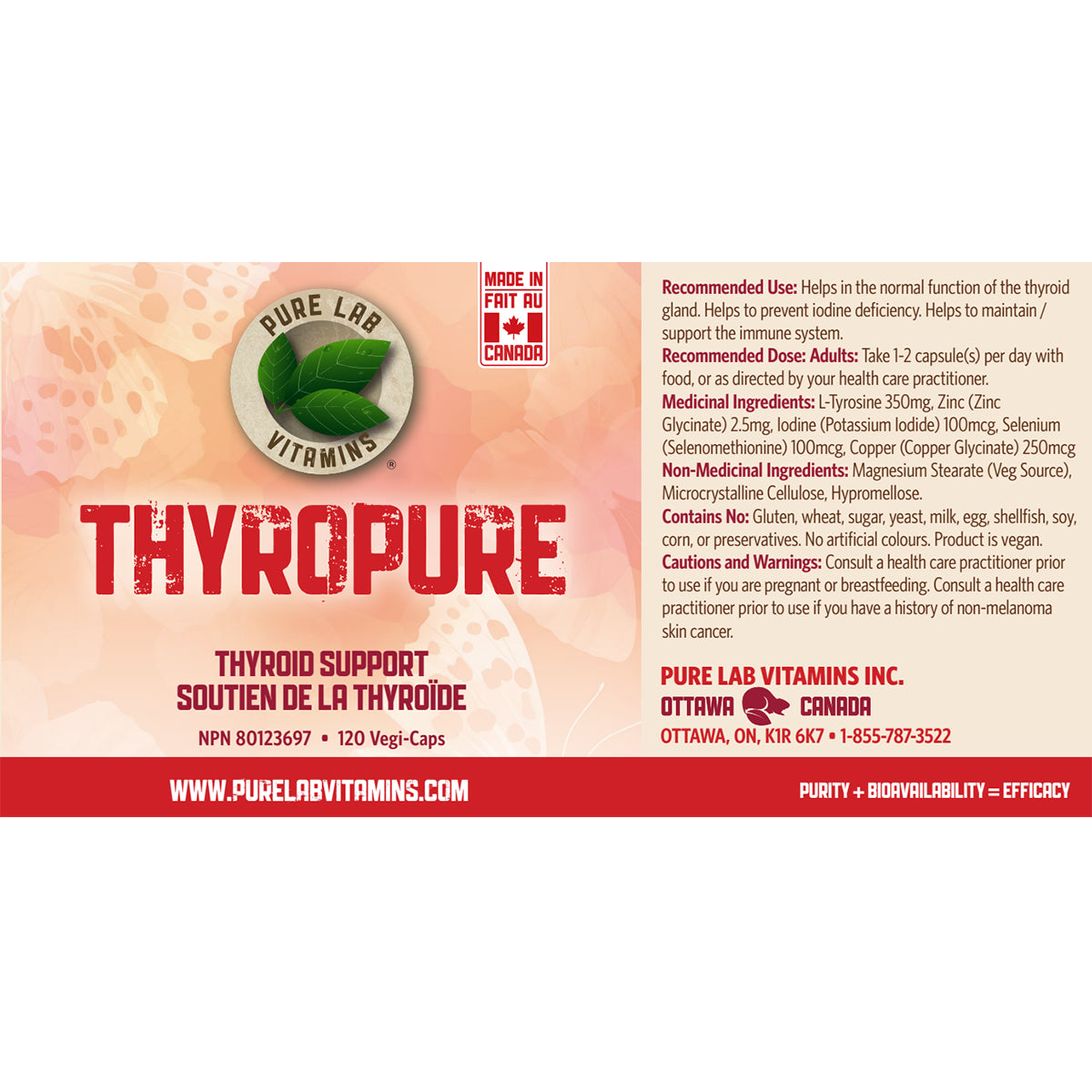 Pure Lab Vitamins - Thyropure - 120 Veg Capsules