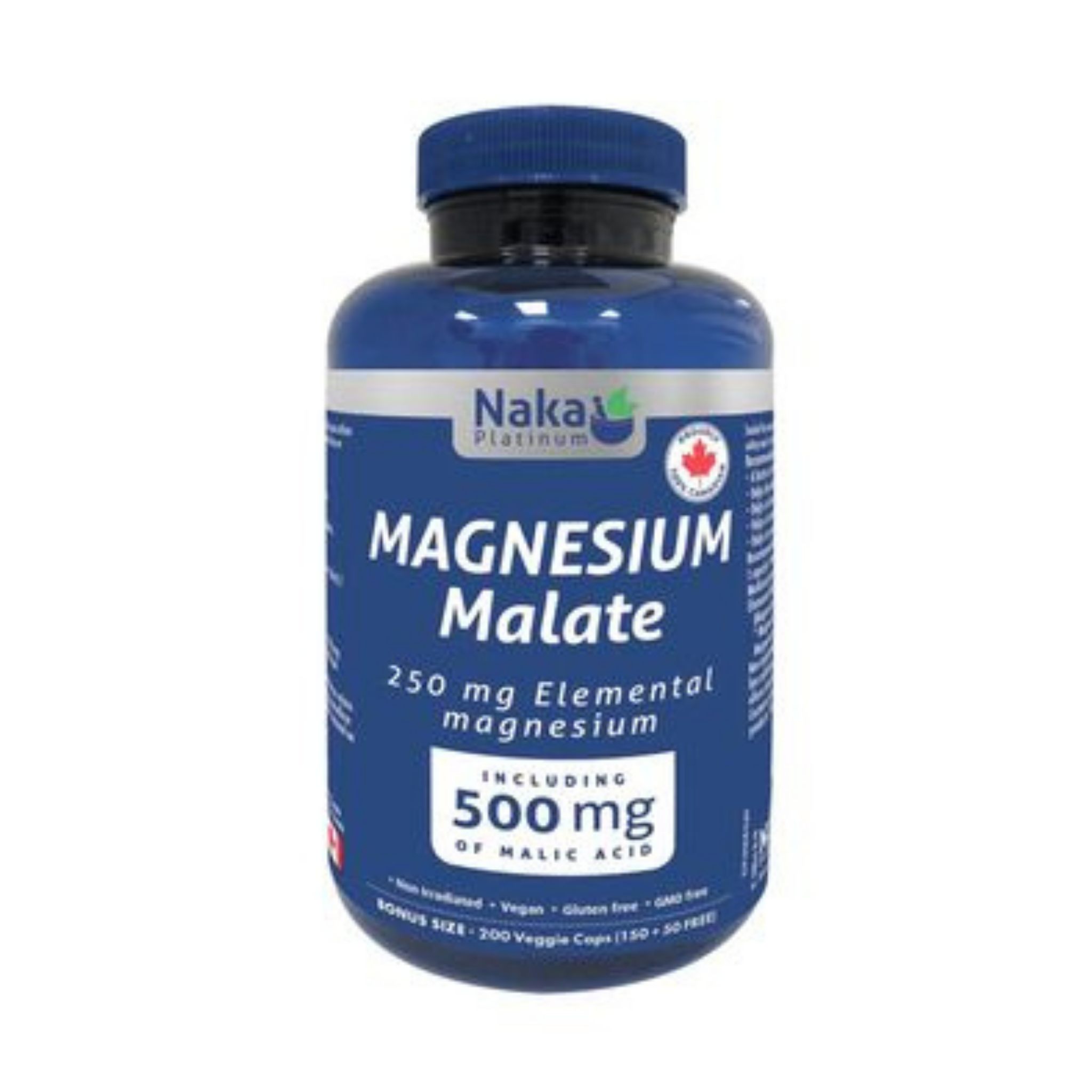 Naka - Magnesium Malate - 250mg (500mg Malic Acid) 200 Veg Capsules