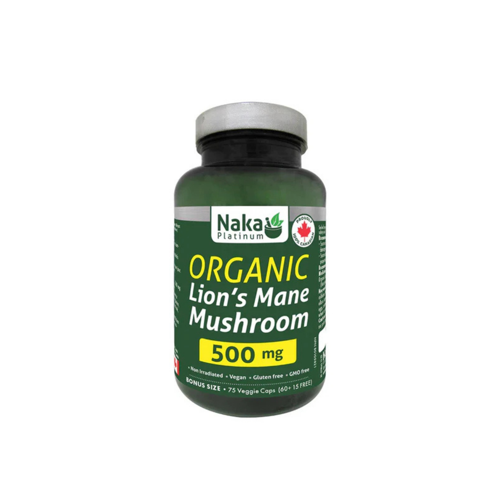 Naka - Lion's Mane Mushroom (Organic) - 500mg 75 Veg Capsules
