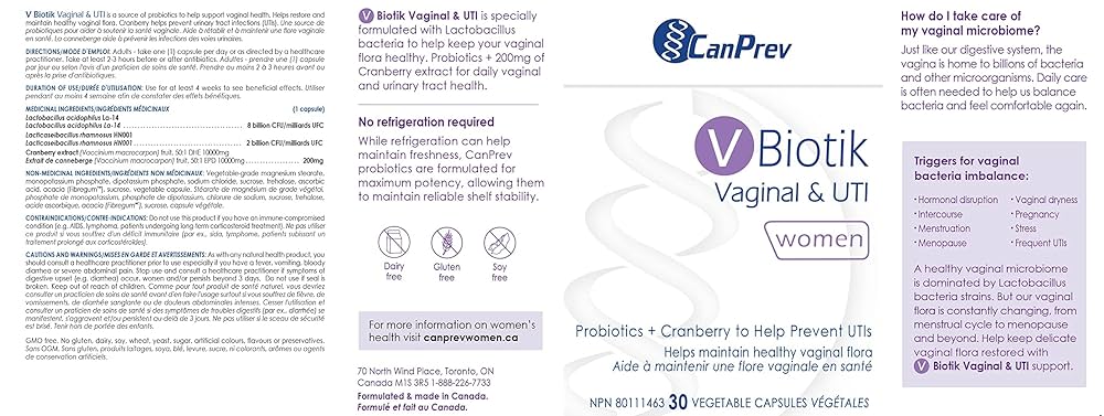 CanPrev - V Biotik Vaginal & UTI - 30 Veg Capsules