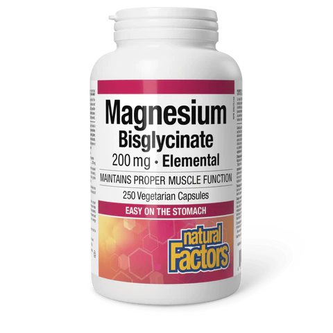 Natural Factors - Pure Magnesium Bisglycinate Pure - 200mg 250 Veg Capsules