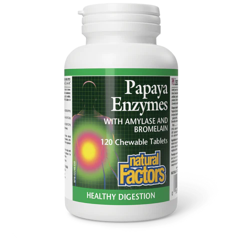 Natural Factors - Papaya Enzymes with Amylase & Bromelain - 120 Chewable Tablets