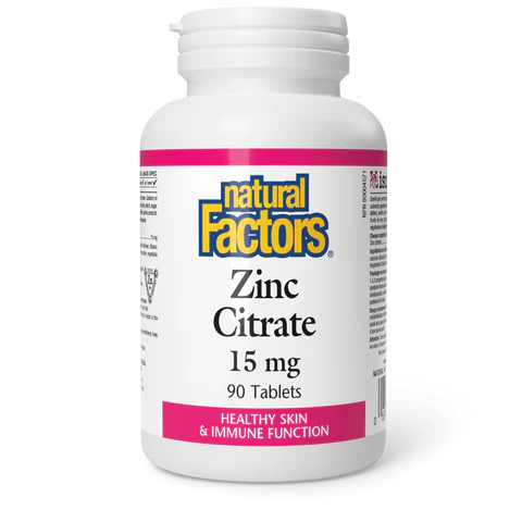 Natural Factors - Zinc Citrate - 15mg 90 Tablets
