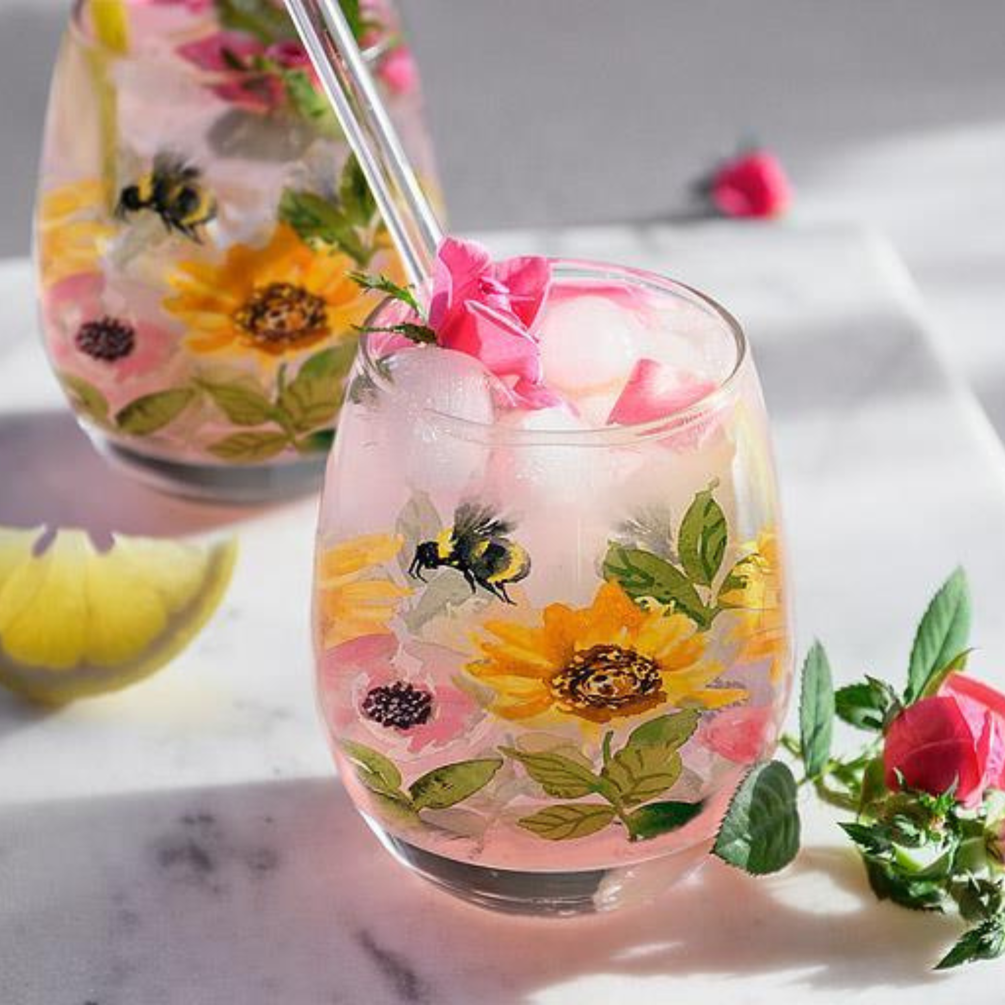 Abbott - Sunflowers & Bees Stemless Wine Glass