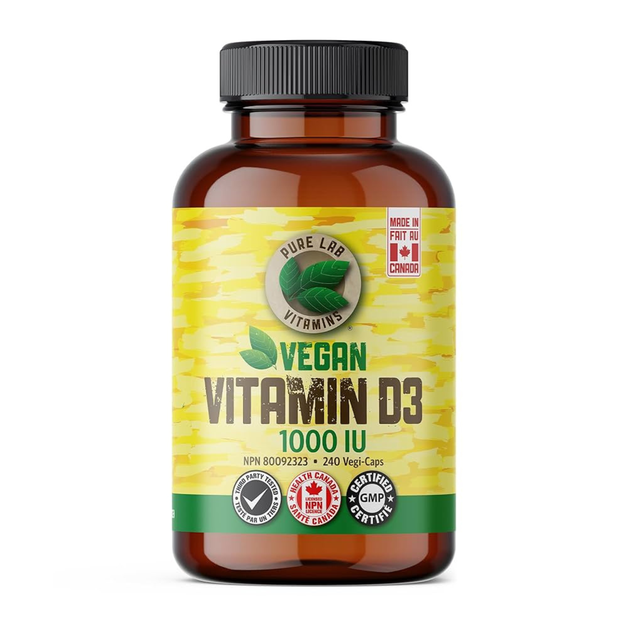 Pure Lab Vitamins - Vegan Vitamin D3 - 1000IU 240 Veg Capsules