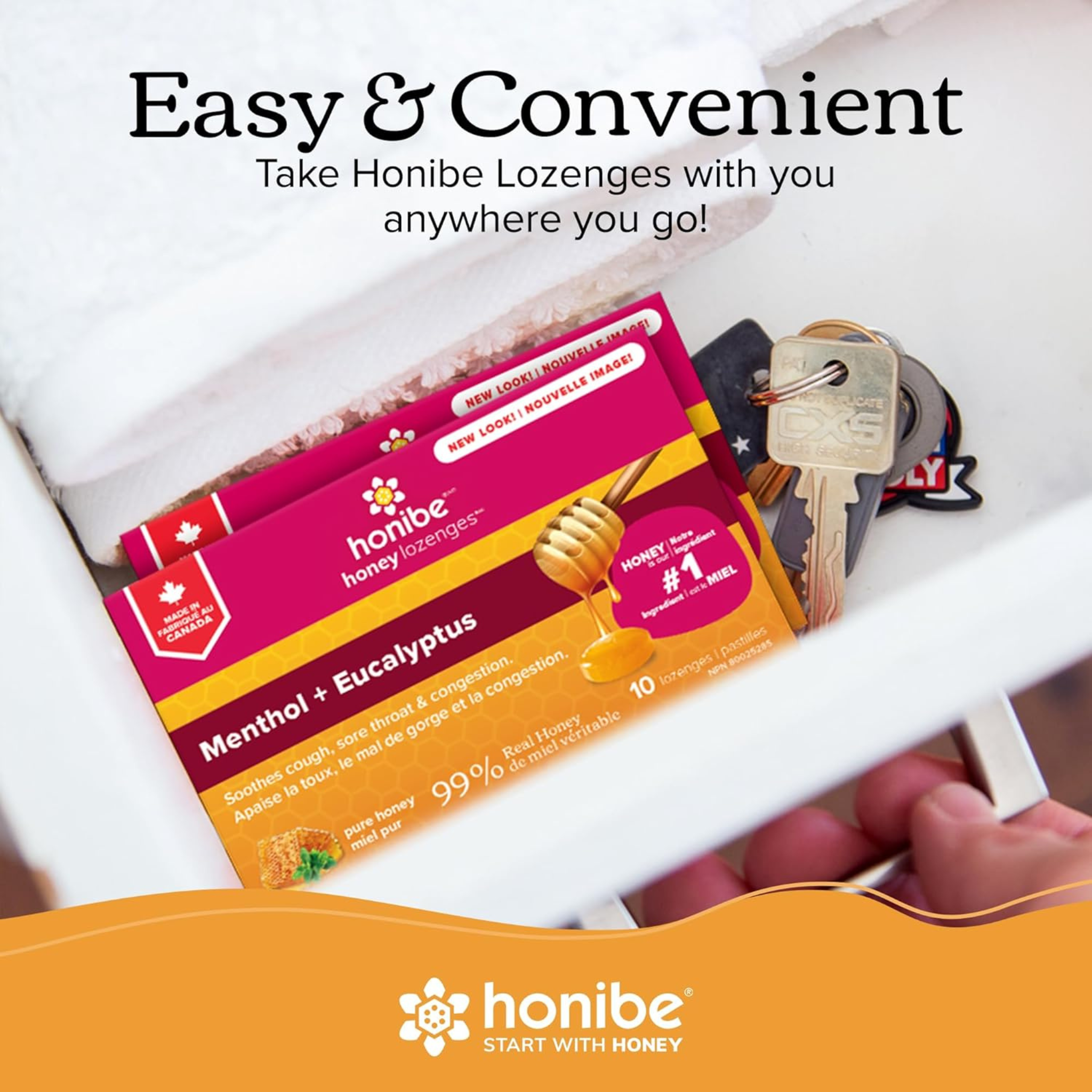 Honibe - Honey Lozenges Menthol + Eucalyptus Pure Honey - 10 Lozenges